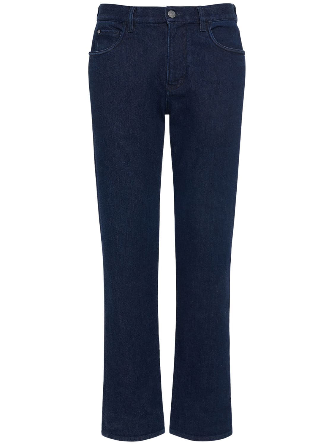 Shop Loro Piana 5 Pocket Cotton Denim Straight Pants In Dark Blue
