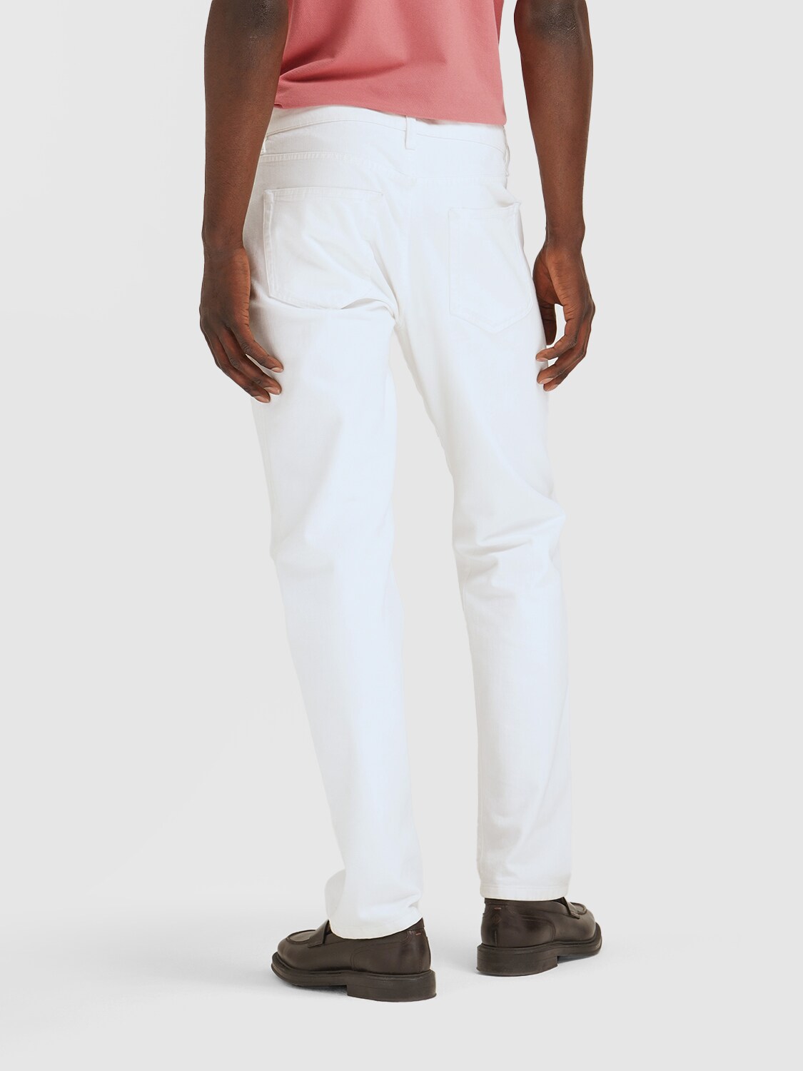 Shop Loro Piana 5 Pocket Garment Dyed Denim Pants In White