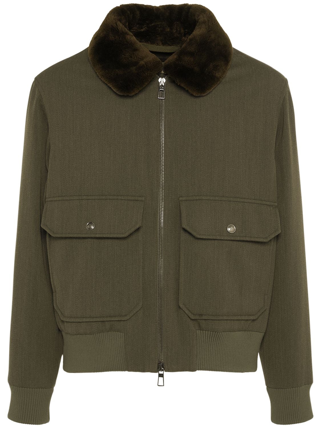 Aviator Bomber Jacket W/ Fur Collar – MEN > CLOTHING > JACKETS