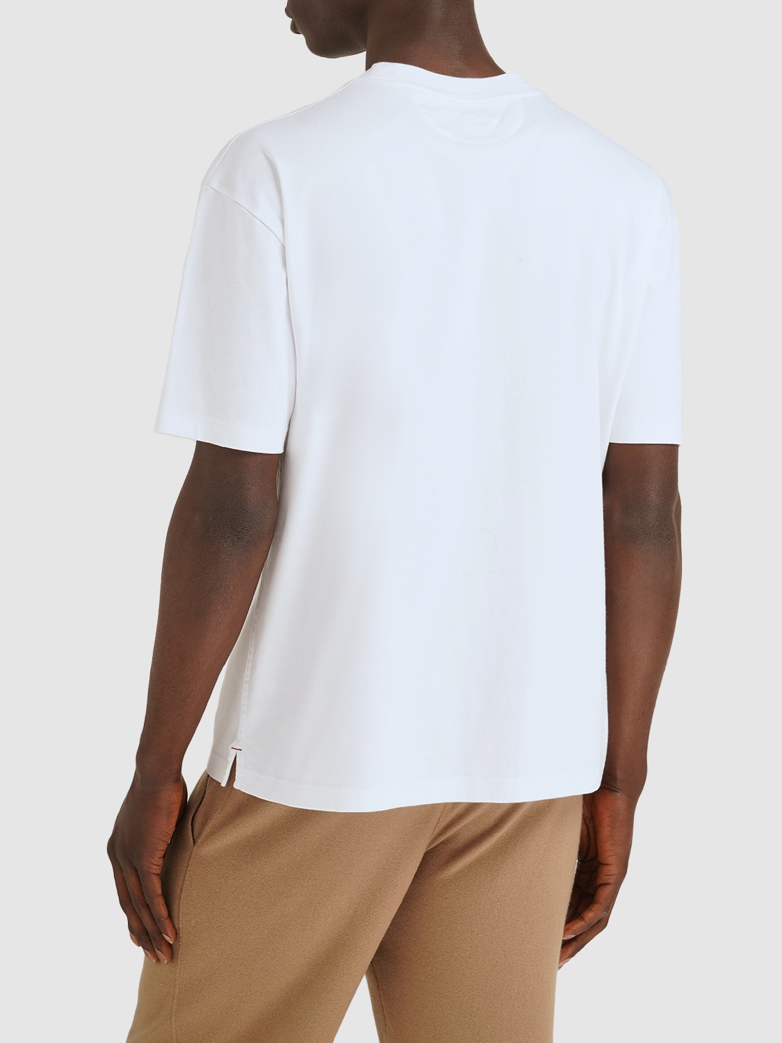 Shop Loro Piana Cotton Jersey Crewneck T-shirt In Optic White