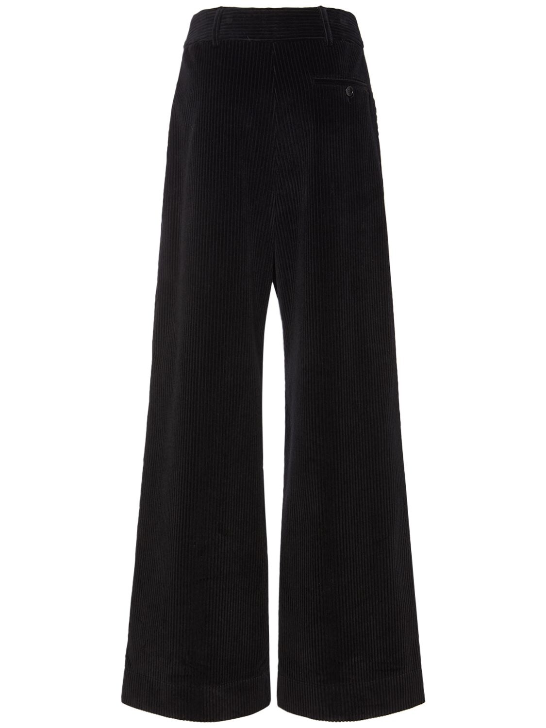 Shop Etro Corduroy Cotton Mid Rise Wide Pants In Black