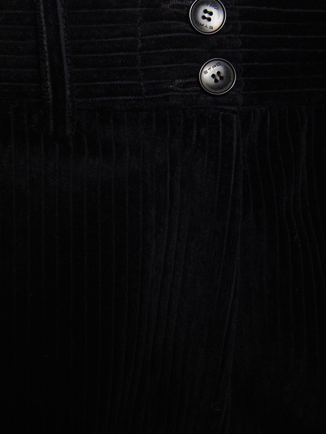Shop Etro Corduroy Cotton Mid Rise Wide Pants In Black