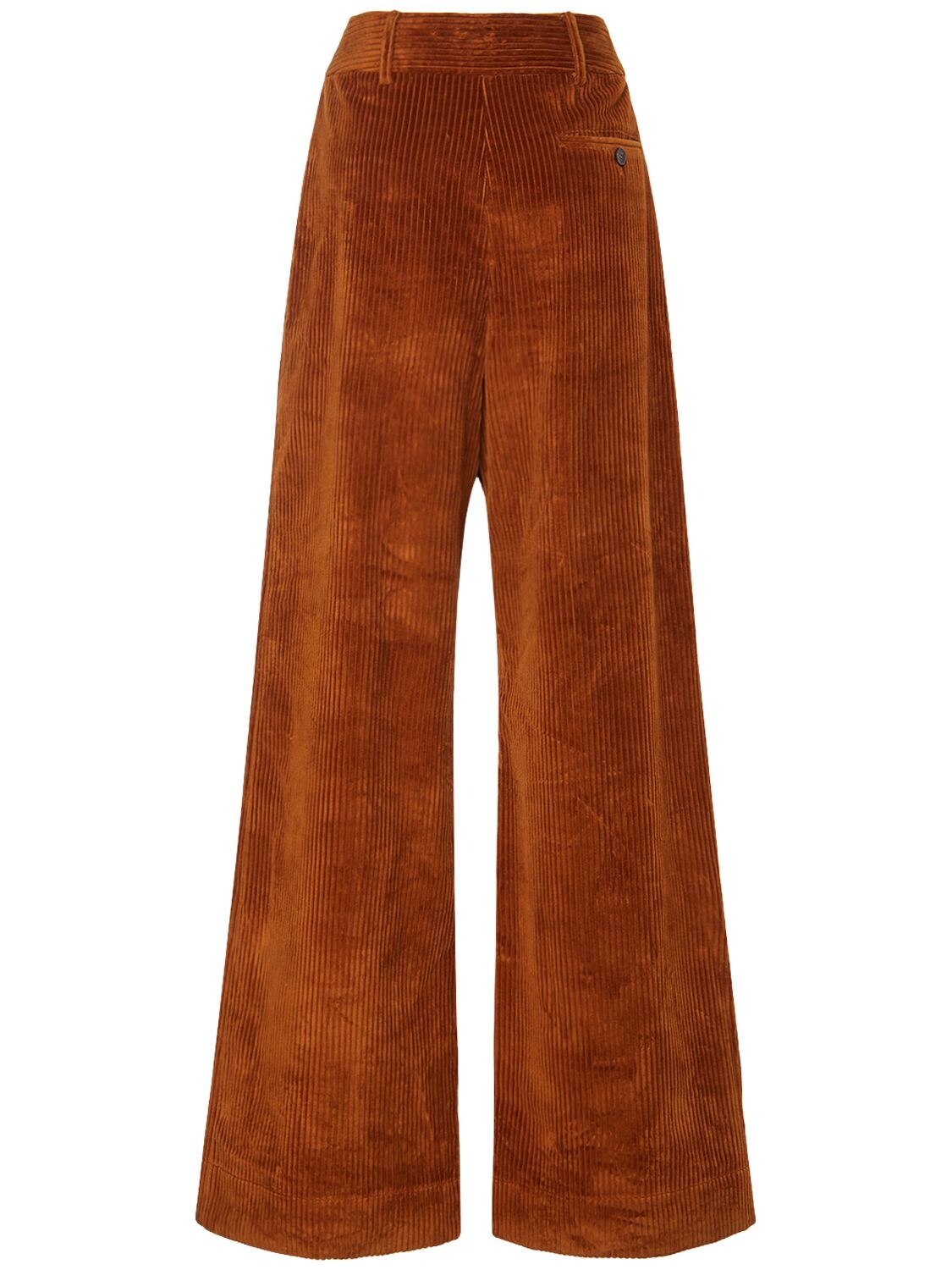 Shop Etro Corduroy Cotton Mid Rise Wide Pants In Brown