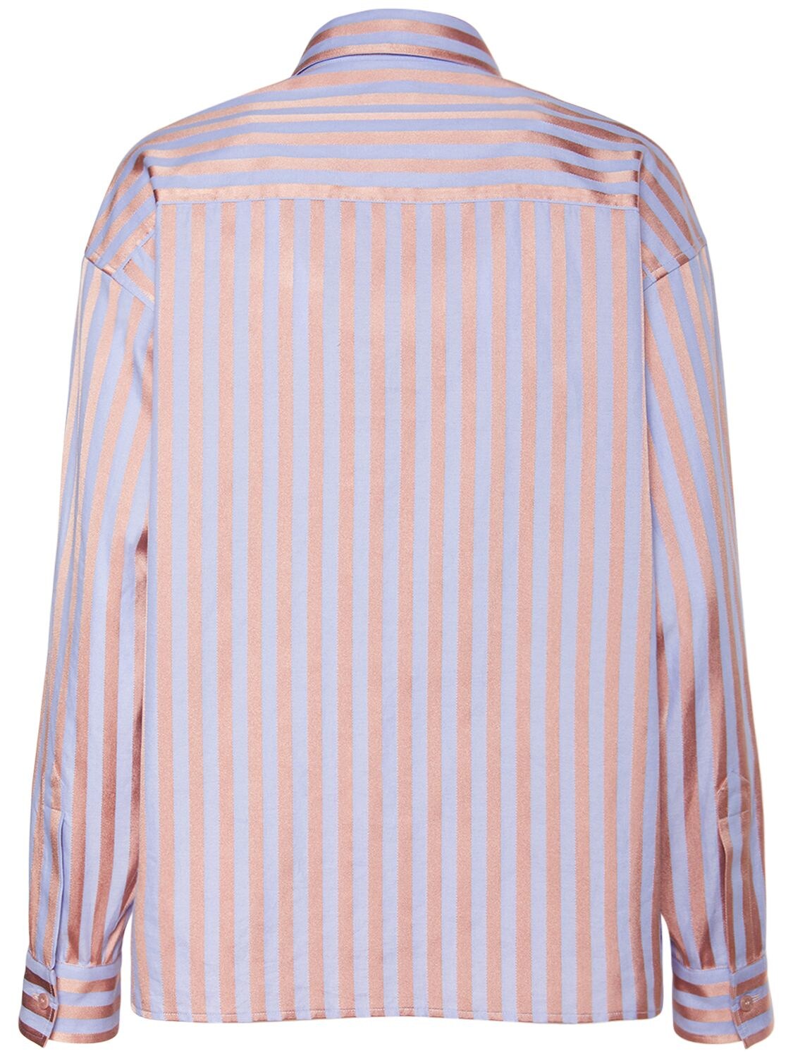 Shop Etro Logo Cotton Satin Striped Oxford Shirt In Multicolor
