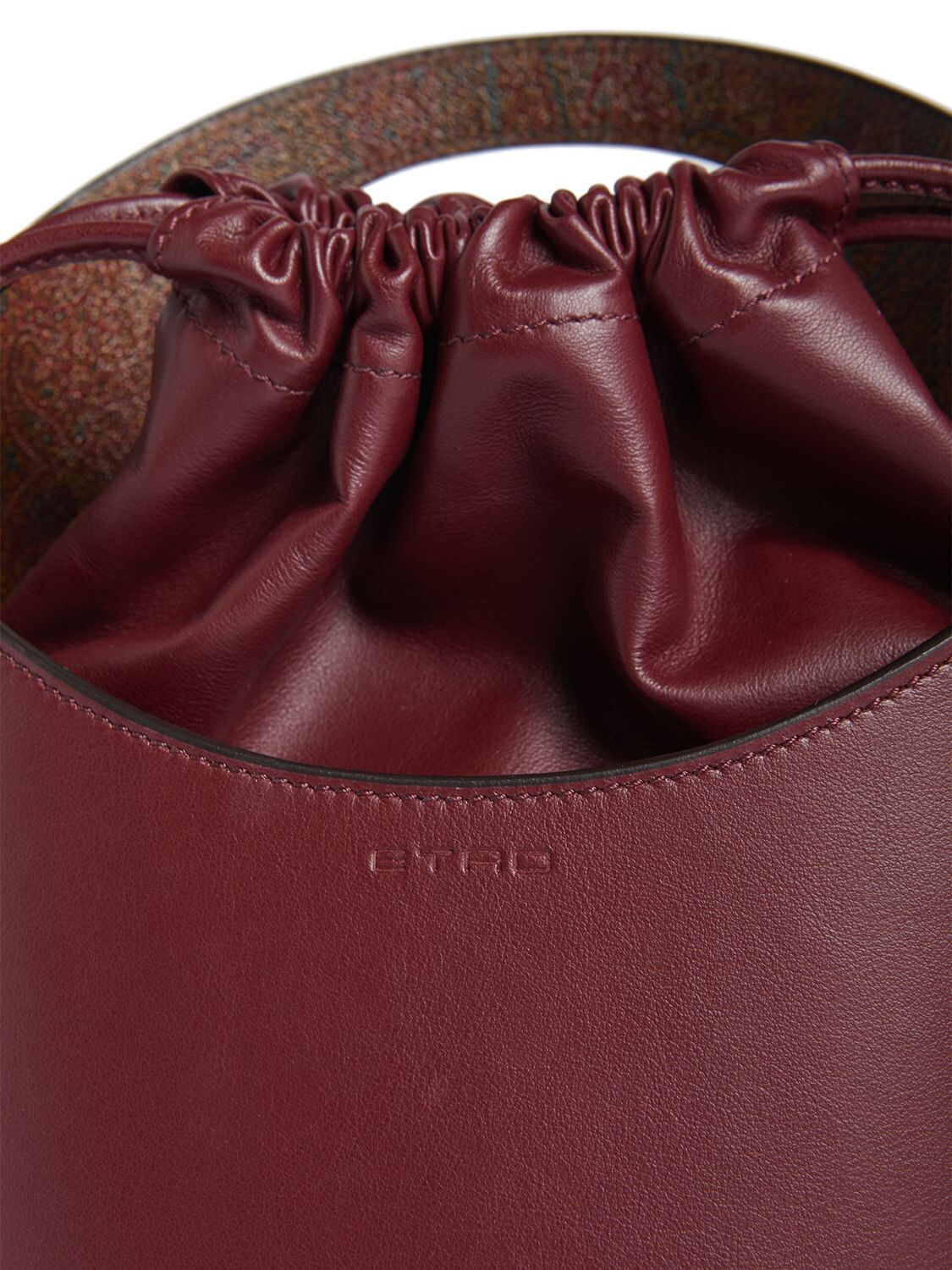 Shop Etro Medium Saturno Leather Top Handle Bag In Bordeaux