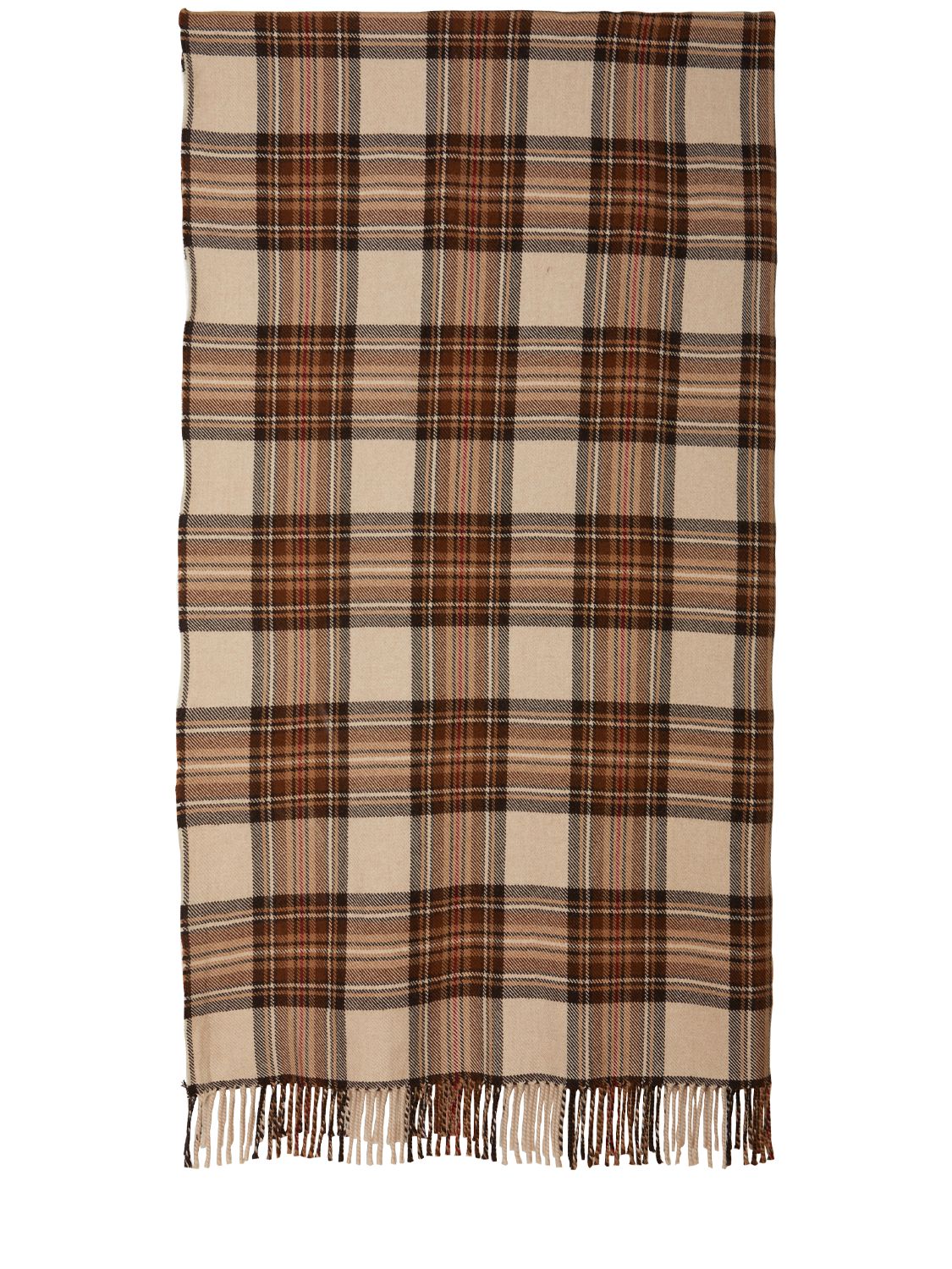Etro Checked Wool Scarf In Beige