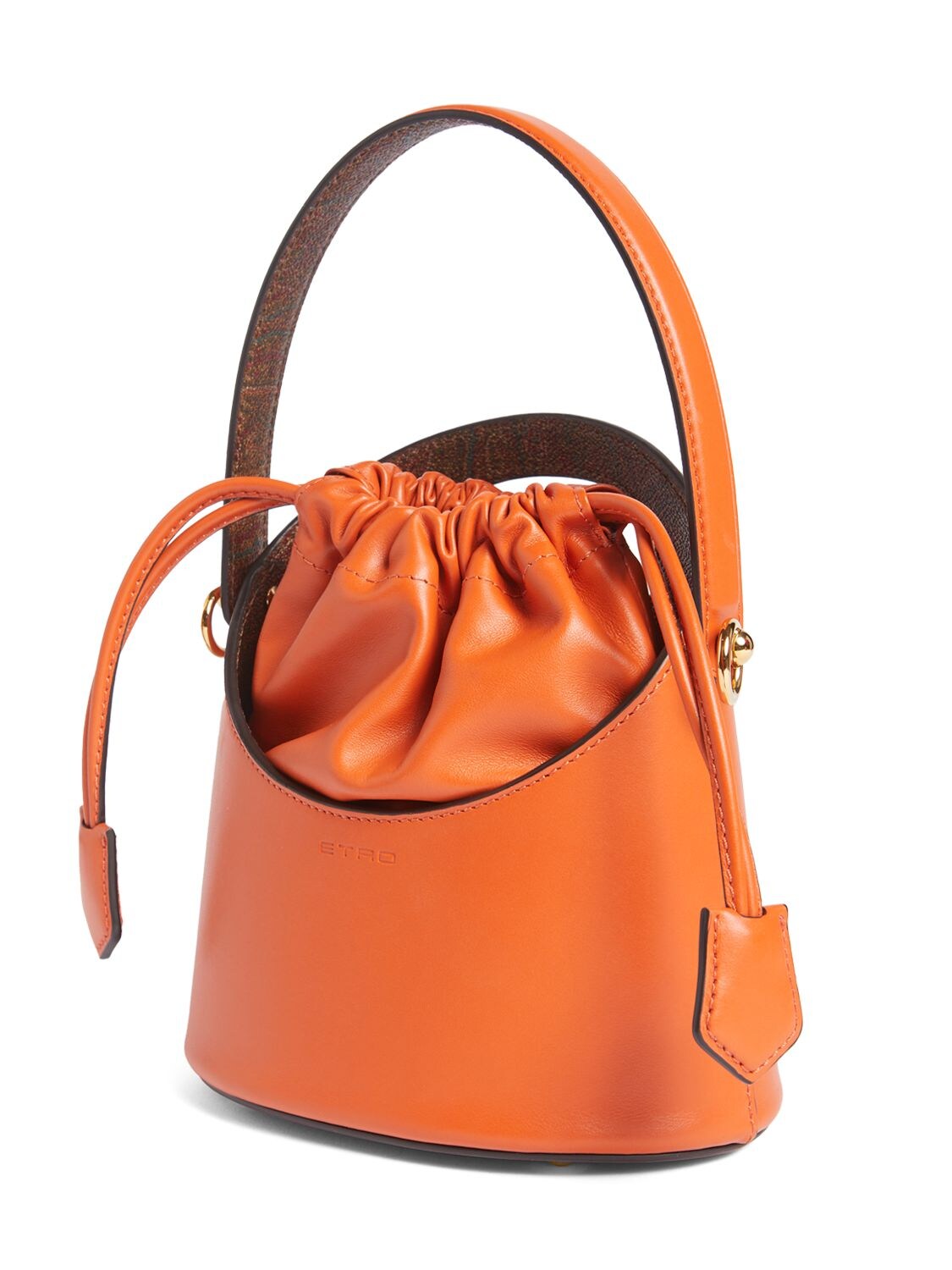 Shop Etro Small Saturno Leather Top Handle Bag In Arancio