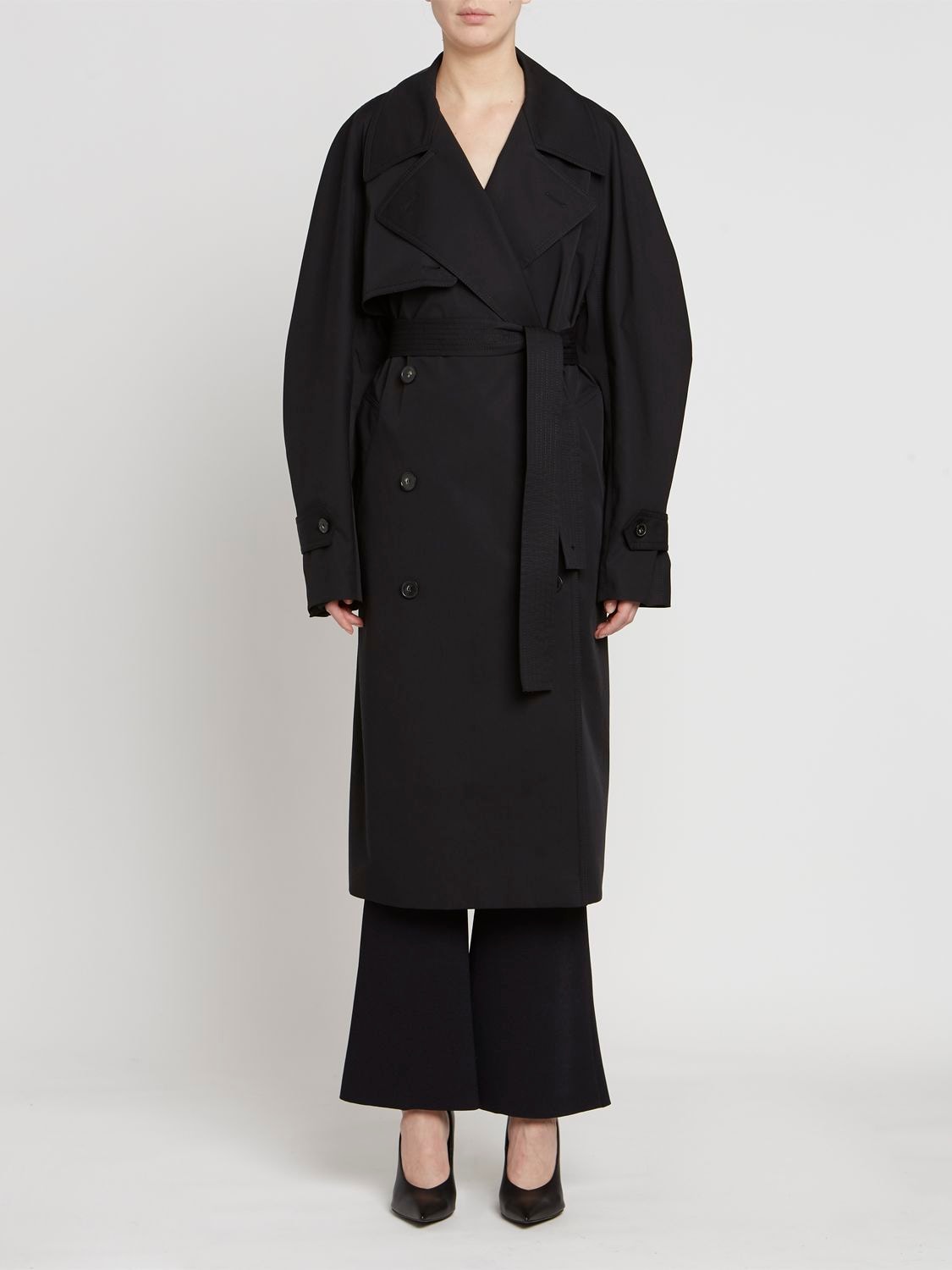 Shop Stella Mccartney Oversize Cotton Canvas Trench Coat In Black