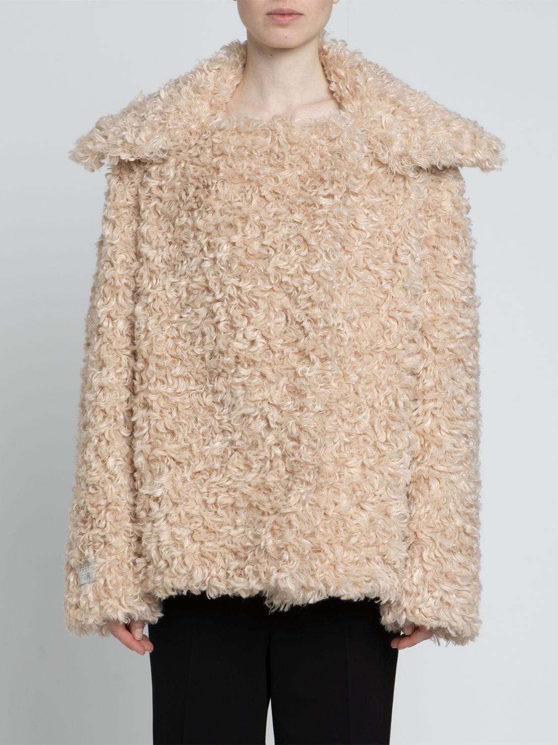 Shop Stella Mccartney Faux Fur Single Breasted Jacket In Oat