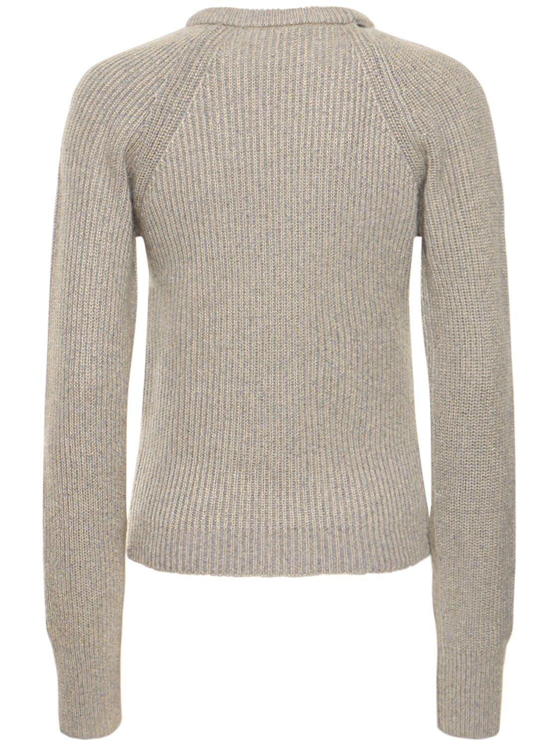Shop Stella Mccartney Twisted Cashmere Rib Knit Sweater In Grey