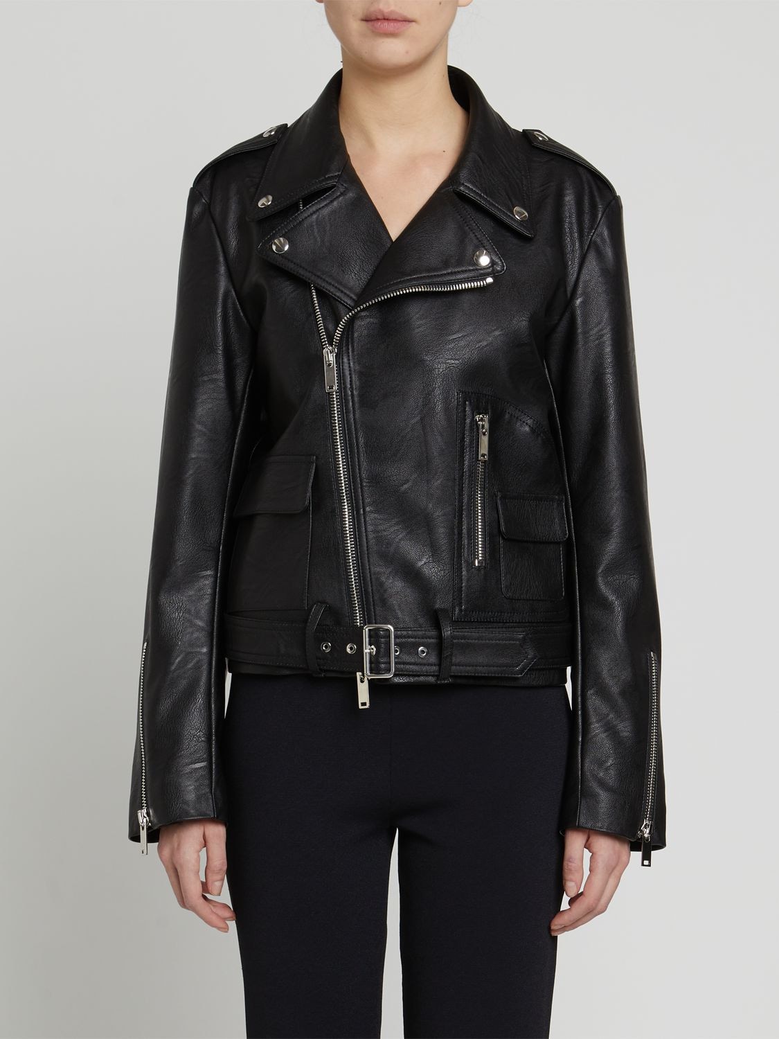 Stella Mccartney Faux Leather Biker Jacket In Black