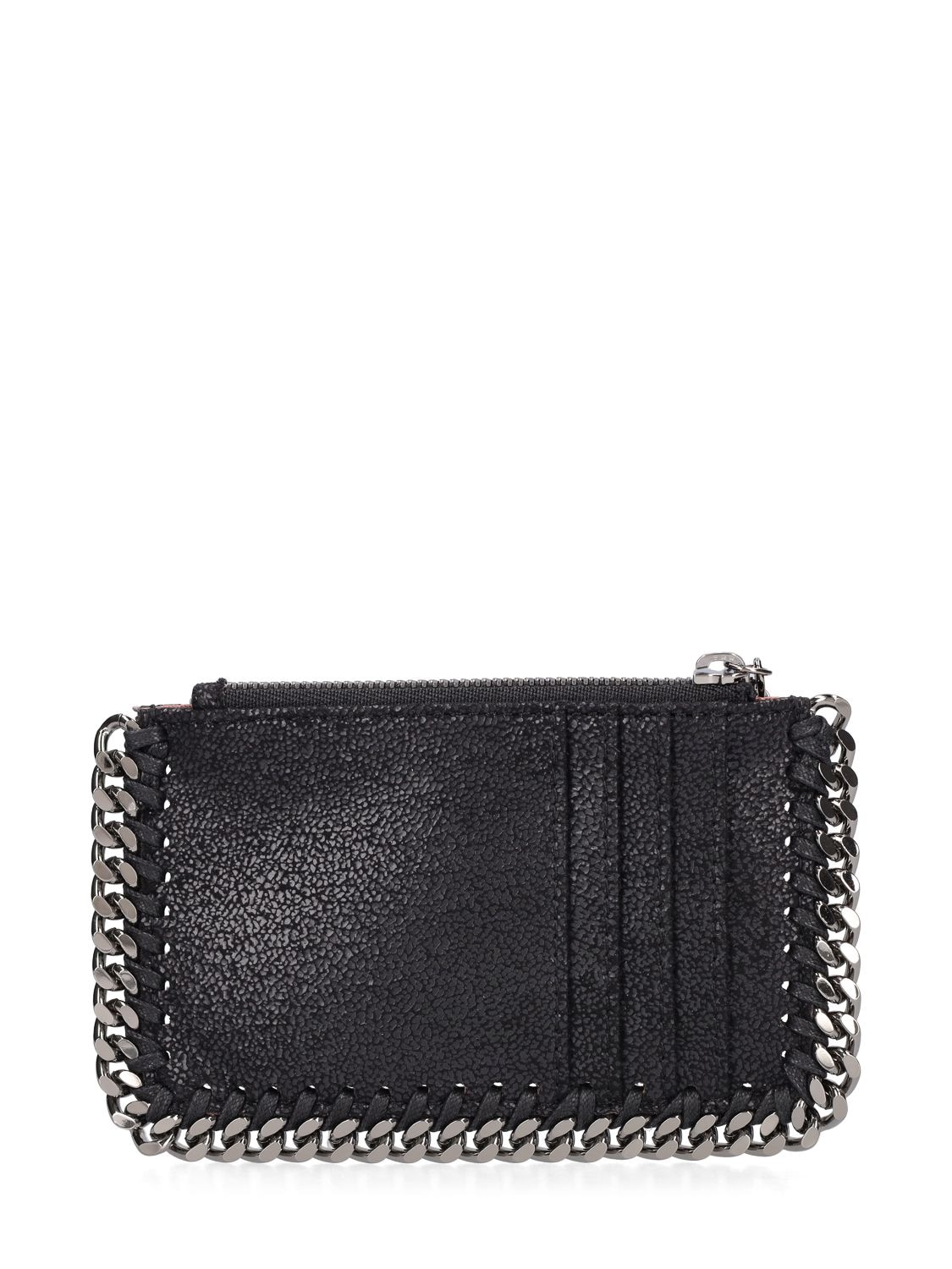 Shop Stella Mccartney Falabella Shaggy Faux Deer Card Holder In Black