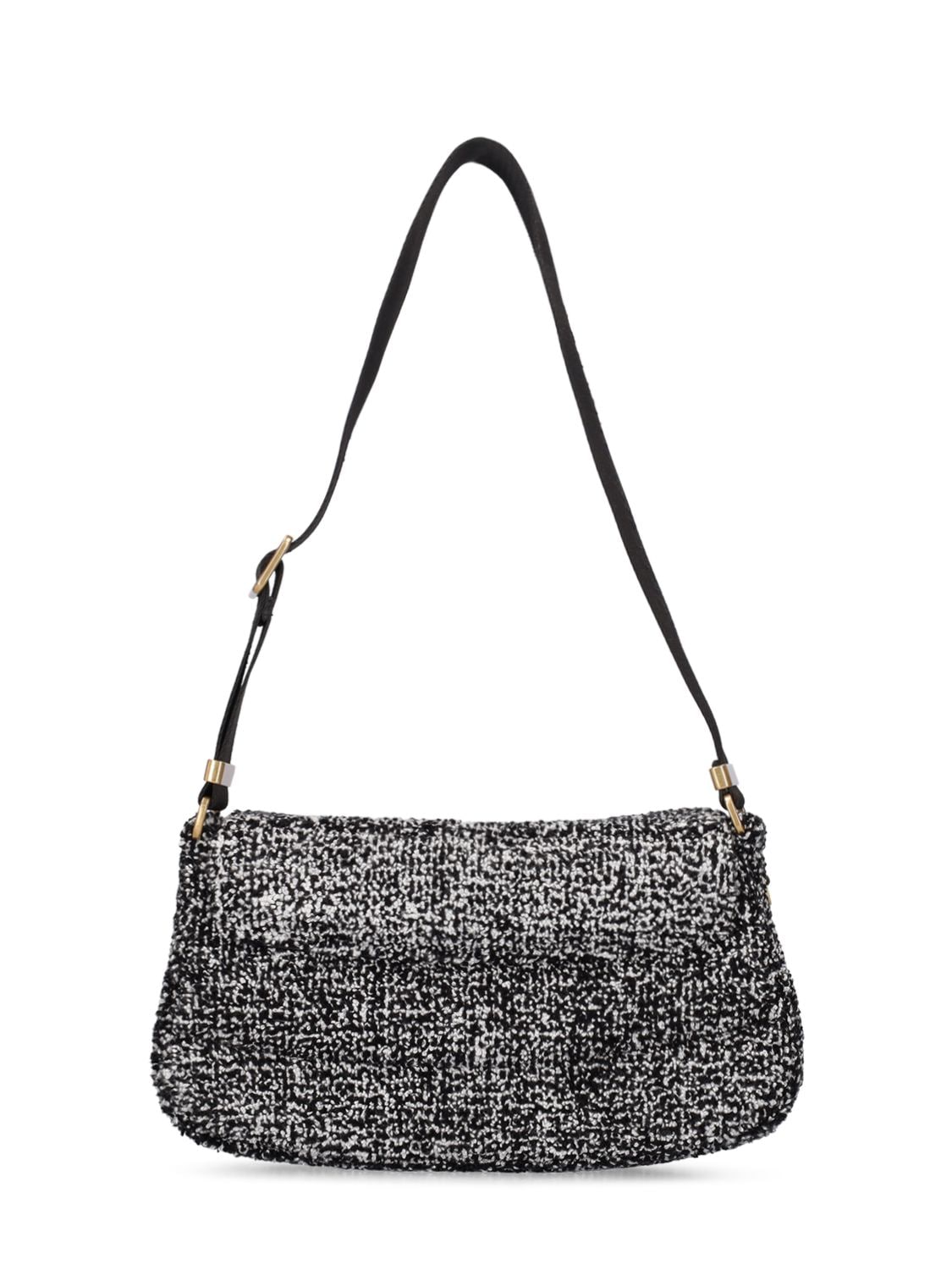 Shop Stella Mccartney Tweed Shoulder Bag In Black