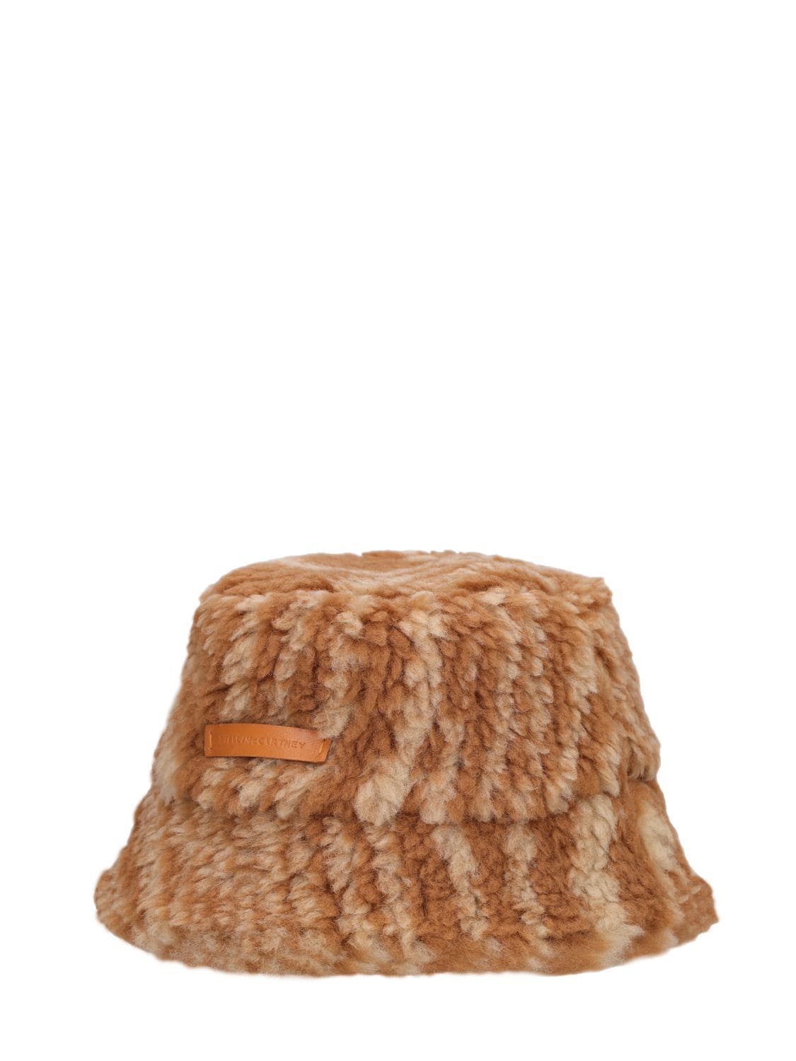 Shop Stella Mccartney Woodgrain Teddy Jacquard Bucket Hat In Camel Cream