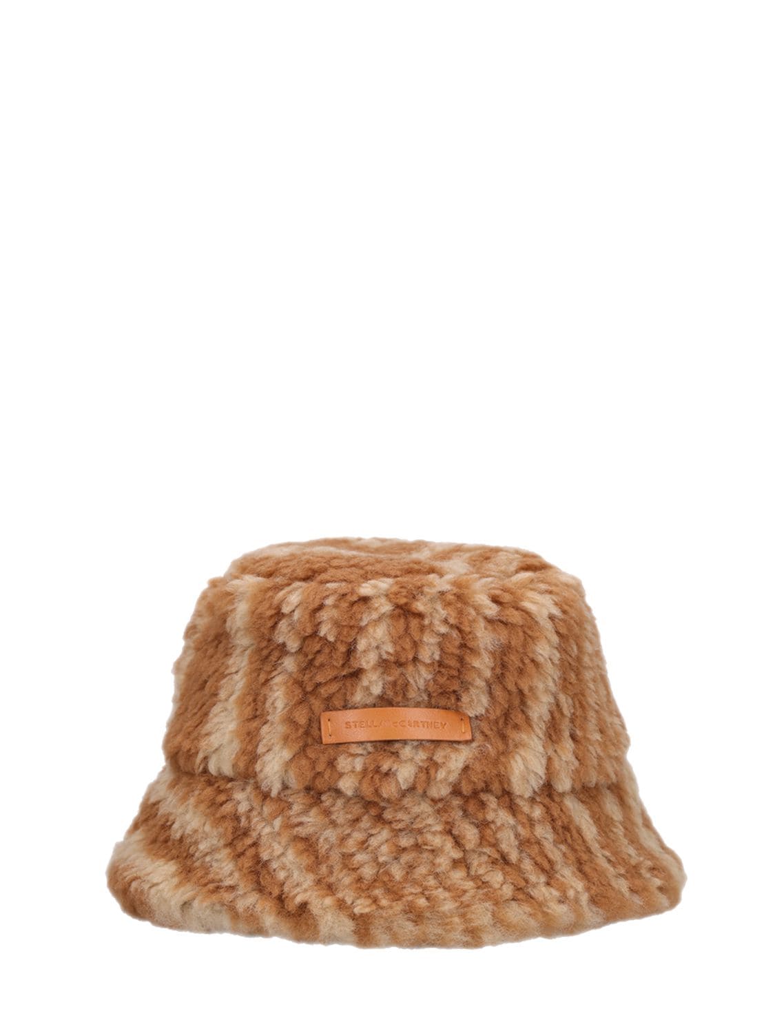 Stella Mccartney Woodgrain Teddy Jacquard Bucket Hat In Camel Cream