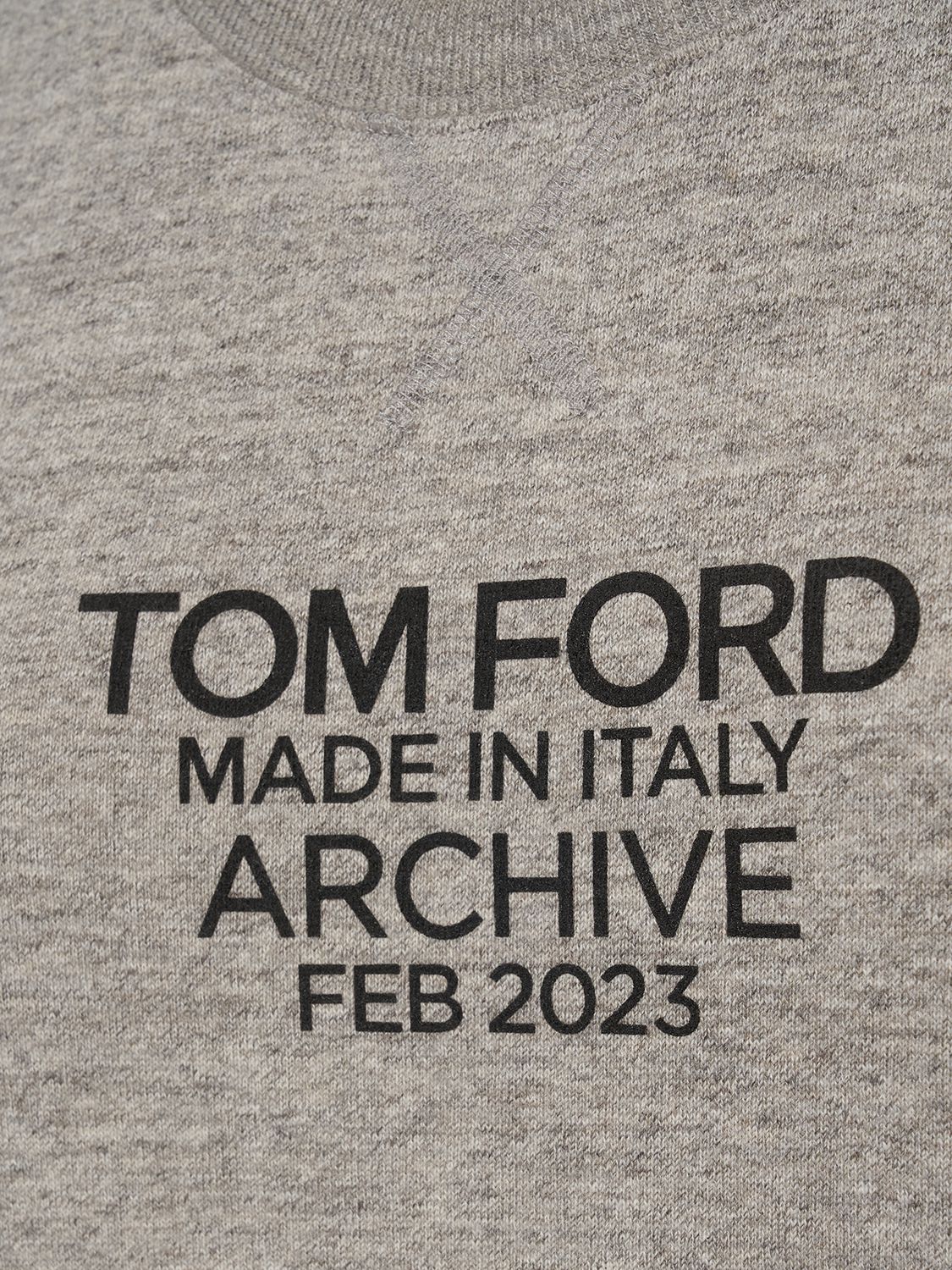 Shop Tom Ford Logo Print Sleeveless Jersey Sweatshirt In Grey