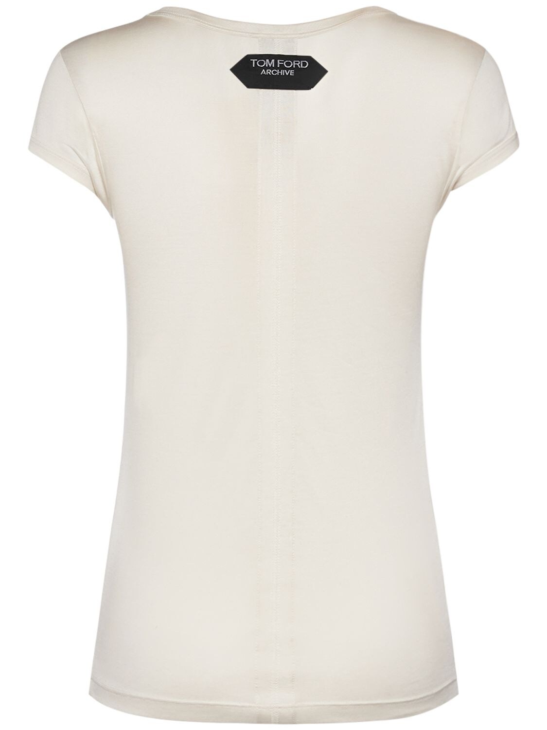 Shop Tom Ford Logo Print Silk T-shirt In White