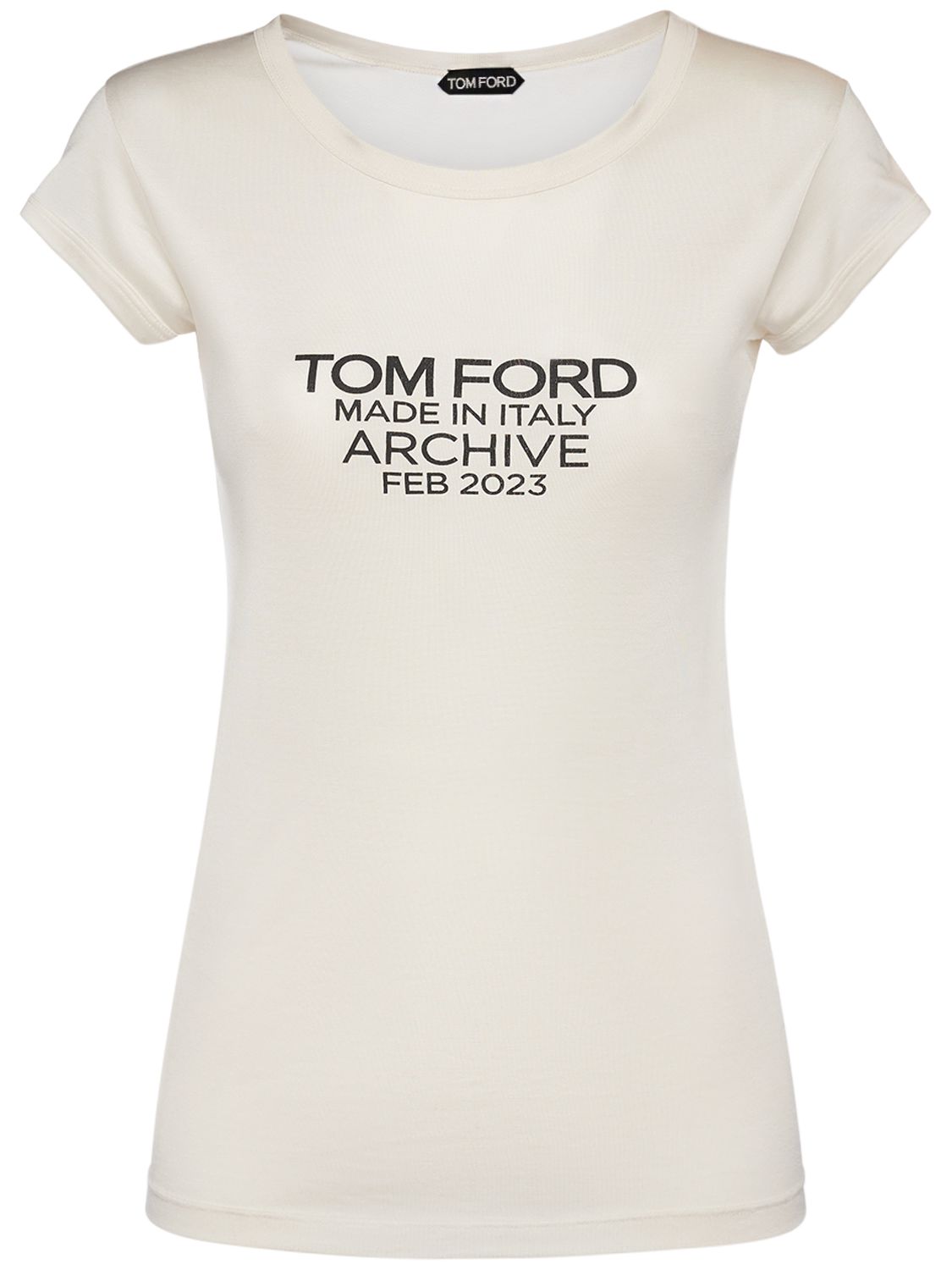 Shop Tom Ford Logo Print Silk T-shirt In White