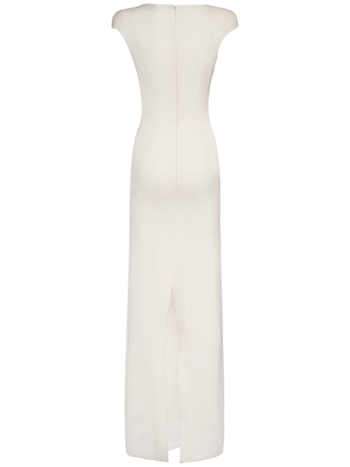 Shop Tom Ford Double Silk Georgette Draped Long Dress In White