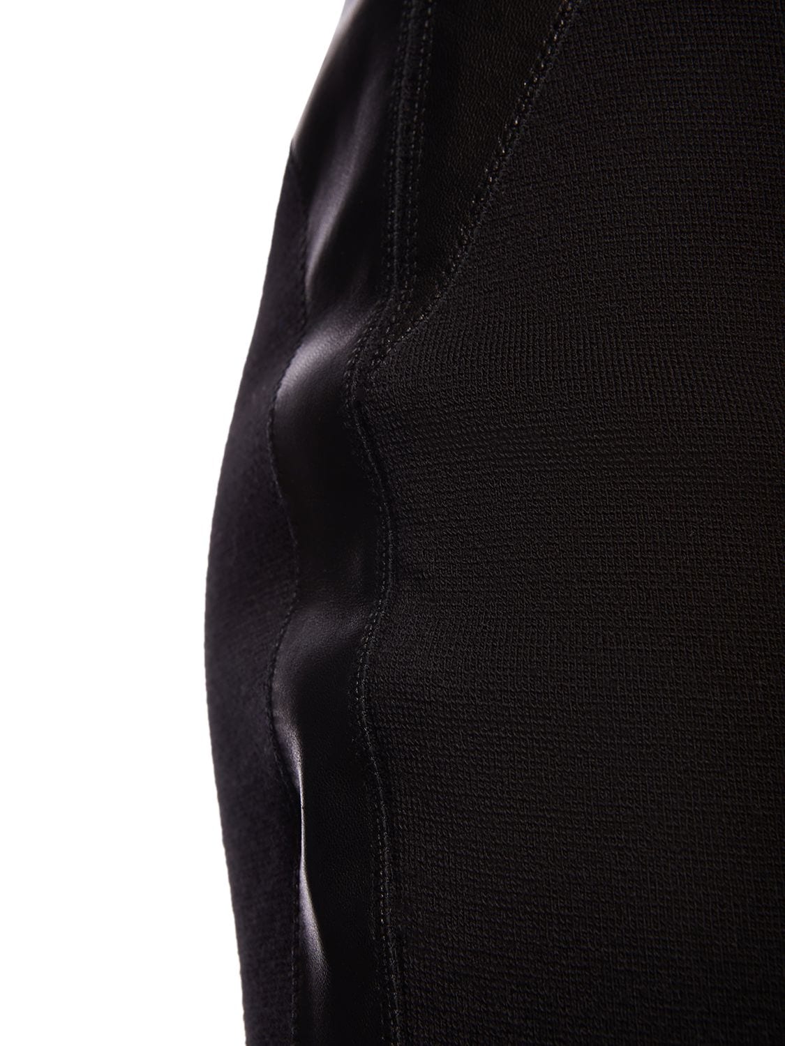 Shop Tom Ford Wool Crepe & Leather Midi Skirt In Black