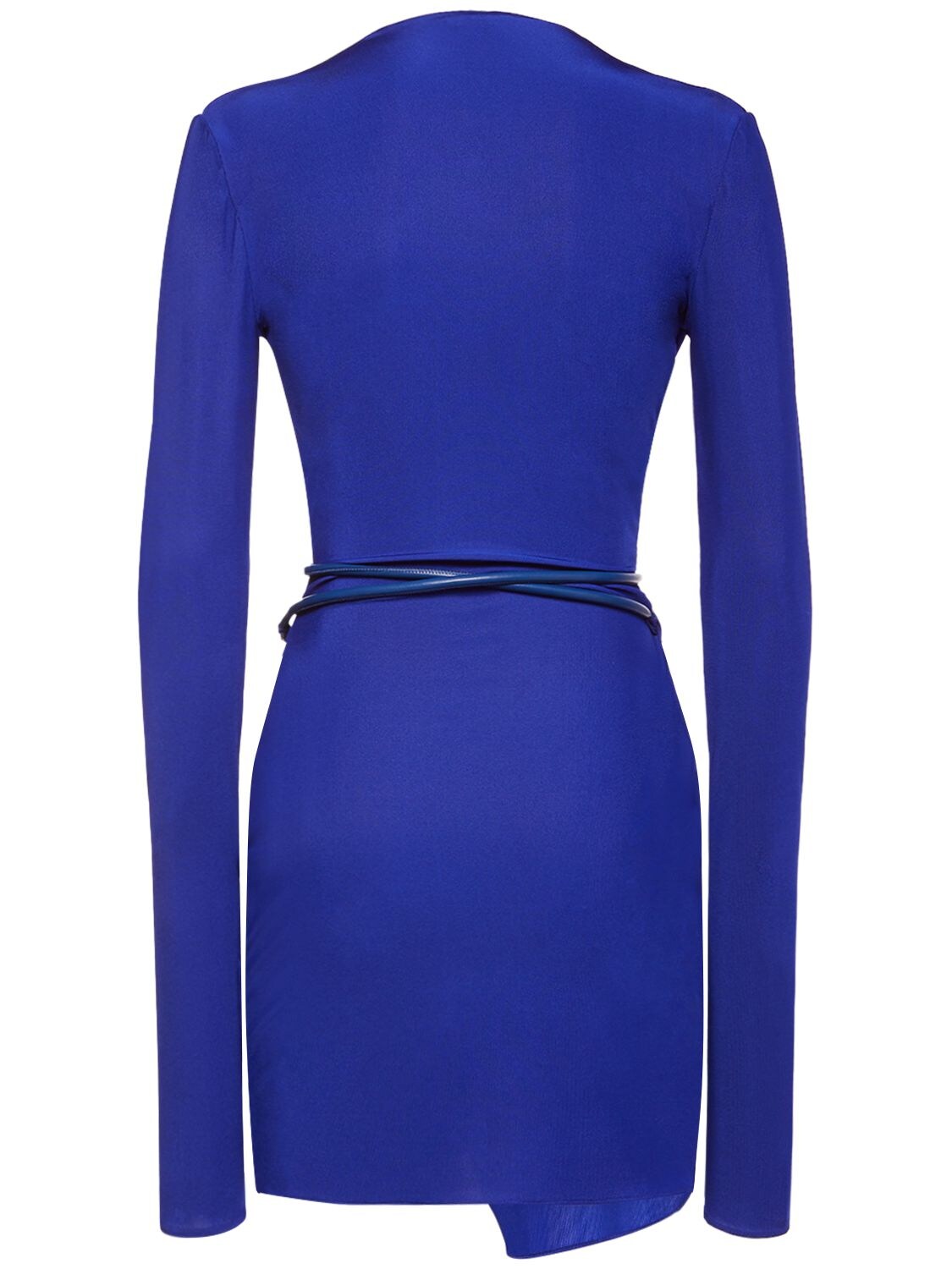 Shop Tom Ford Jersey Wrap Mini Dress In Blue
