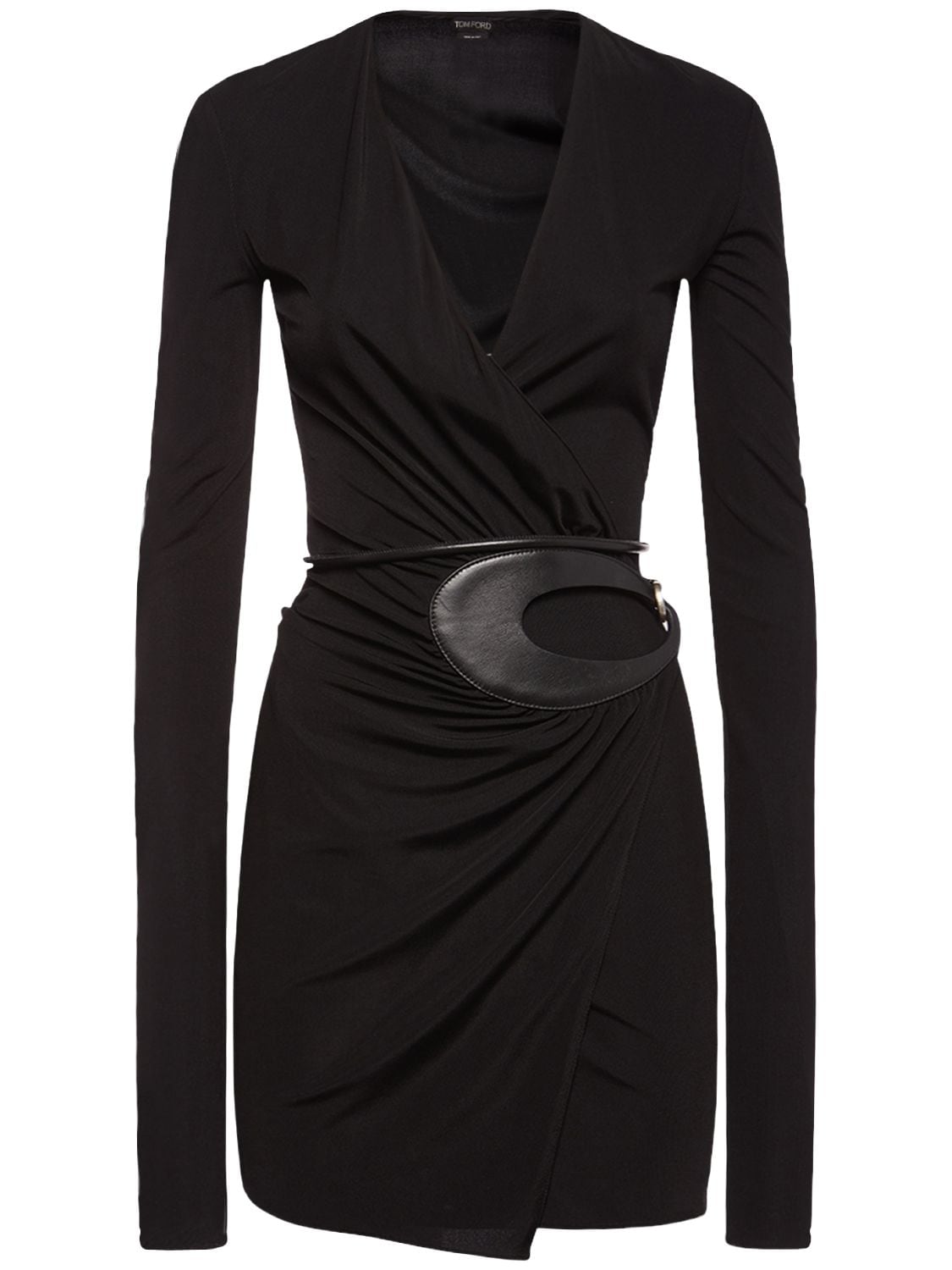 Shop Tom Ford Jersey Wrap Mini Dress In Black