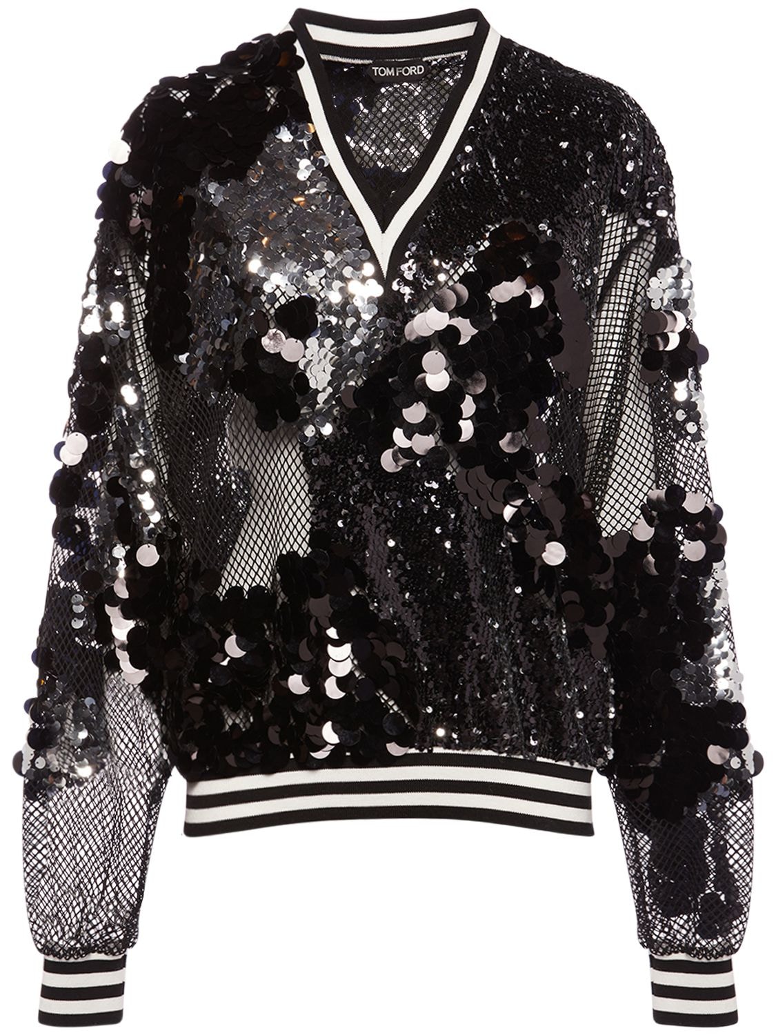 Tom Ford Sequined Net Sweater In Multicolor