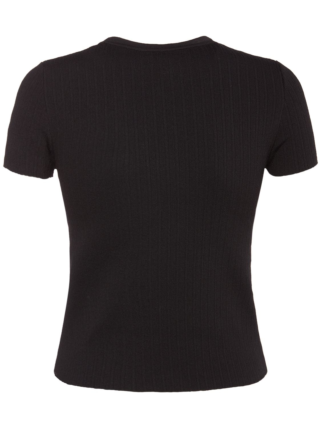 Shop Tom Ford Fine Silk Blend Rib Knit T-shirt In Black