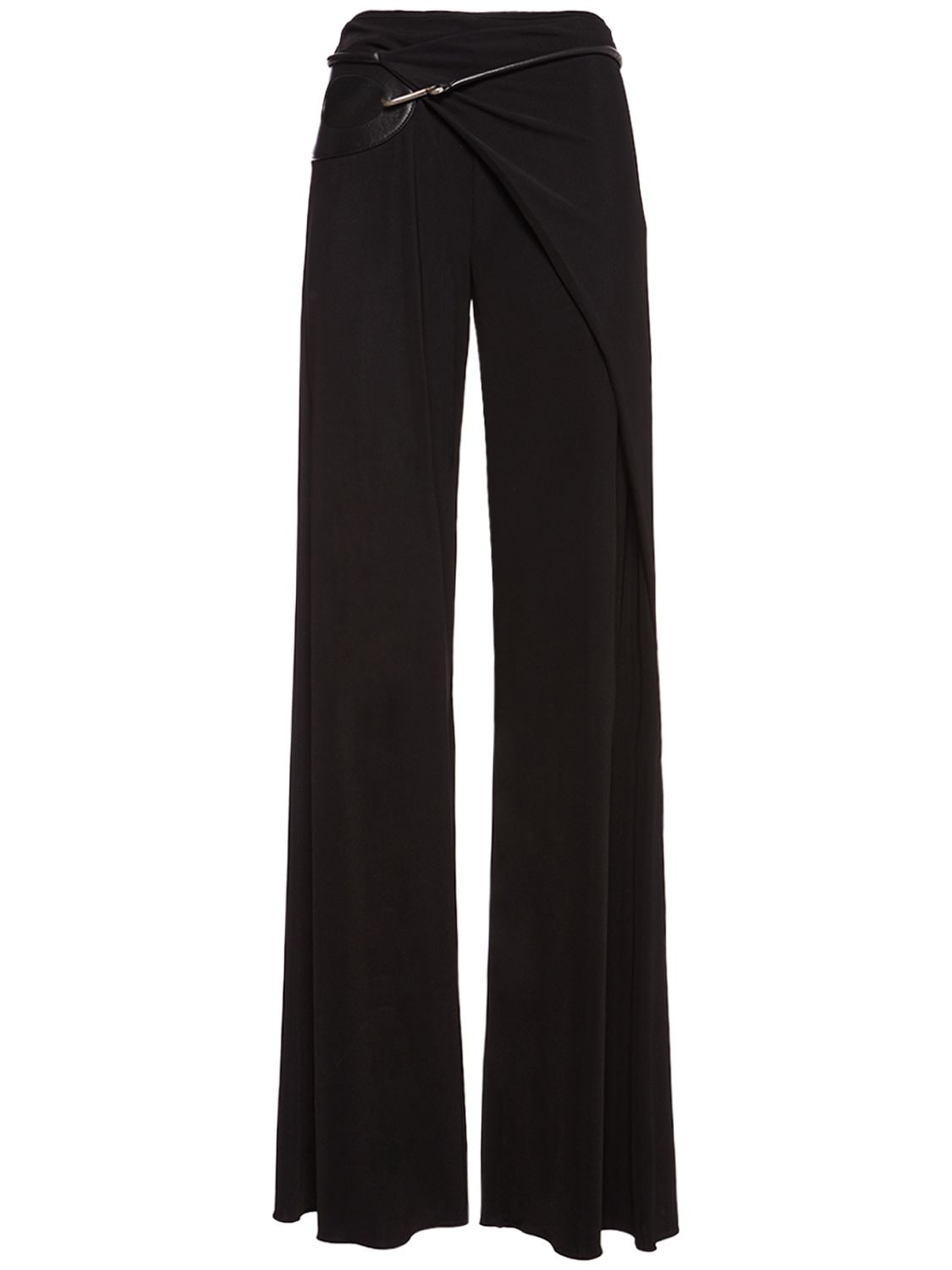 Shop Tom Ford Jersey Mid Rise Wrap Wide Pants In Black