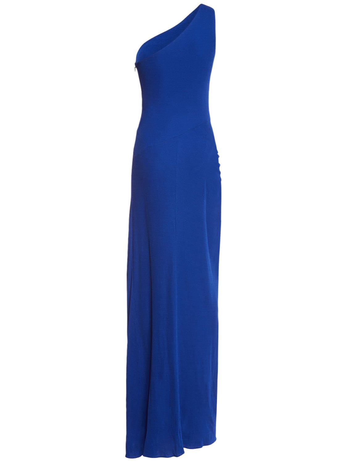 Shop Tom Ford Crepe Jersey One Shoulder Long Dress In Blue