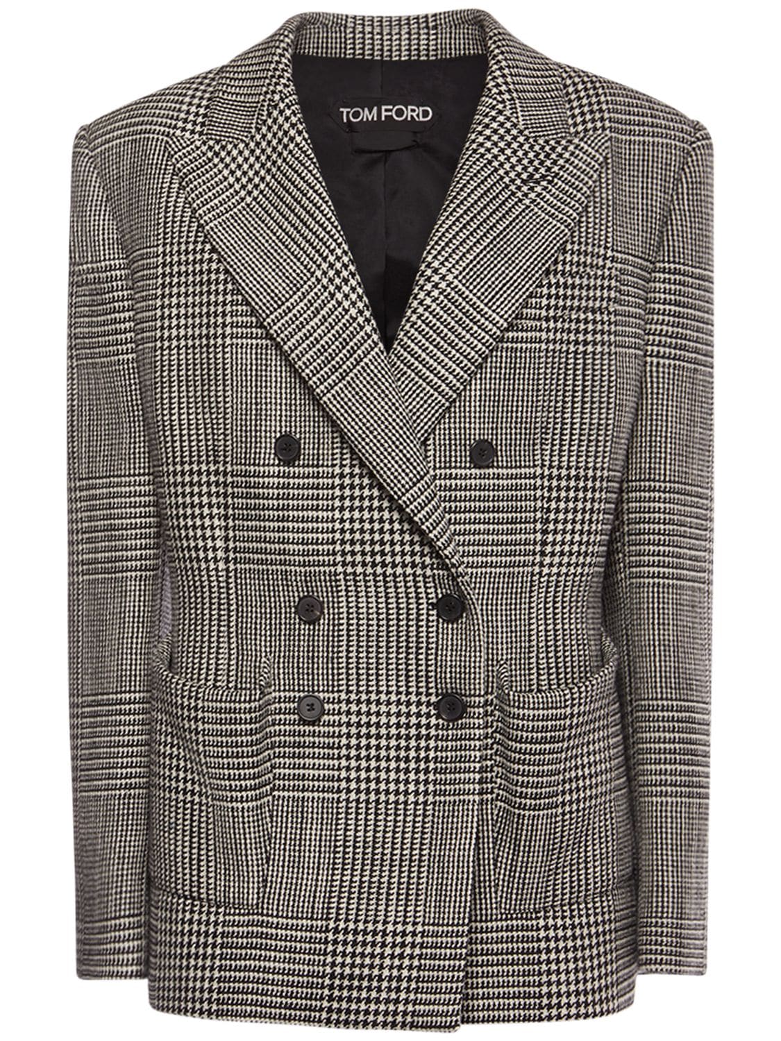 Tom Ford Prince Of Wales Wool Jacket In Multicolor
