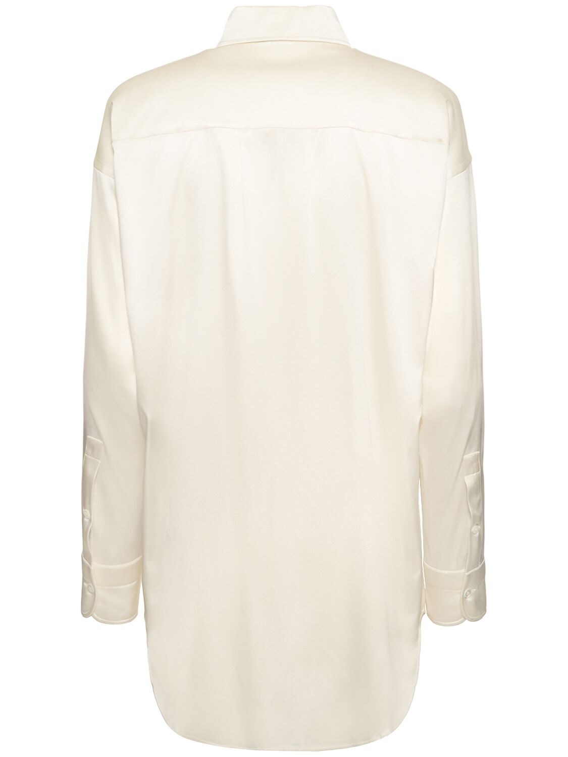 Shop Tom Ford Stretch Silk Satin Relaxed Fit Shirt In White