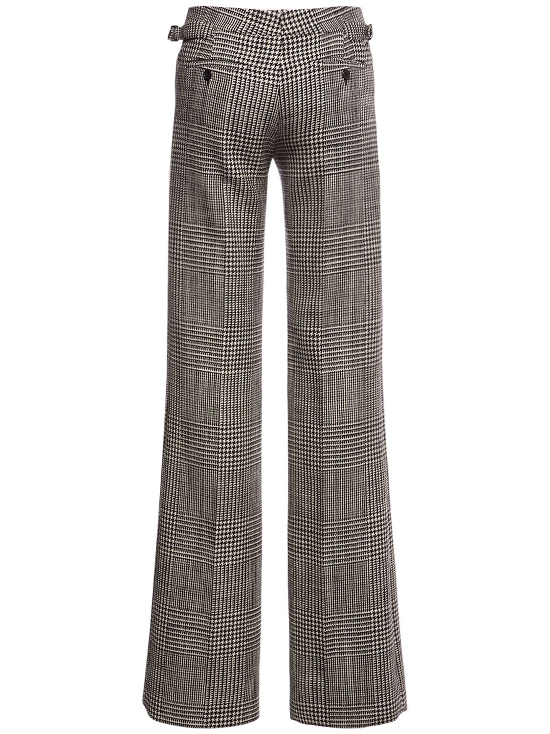 Shop Tom Ford Prince Of Wales Wool Flared Pants In Multicolor