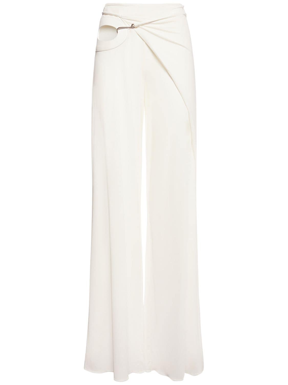 Tom Ford Jersey Mid Rise Wrap Wide Pants In White