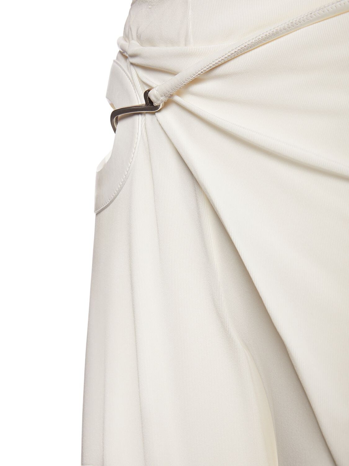 Shop Tom Ford Jersey Mid Rise Wrap Wide Pants In White