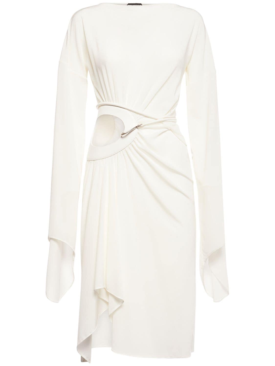 Tom Ford 平纹针织围裹式迷笛连衣裙 In White