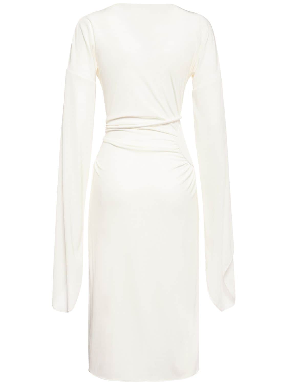 Shop Tom Ford Jersey Wrap Midi Dress In White