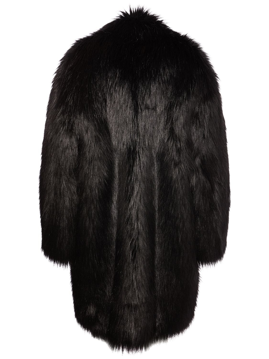 Shop Tom Ford Faux Fur Midi Coat In Black