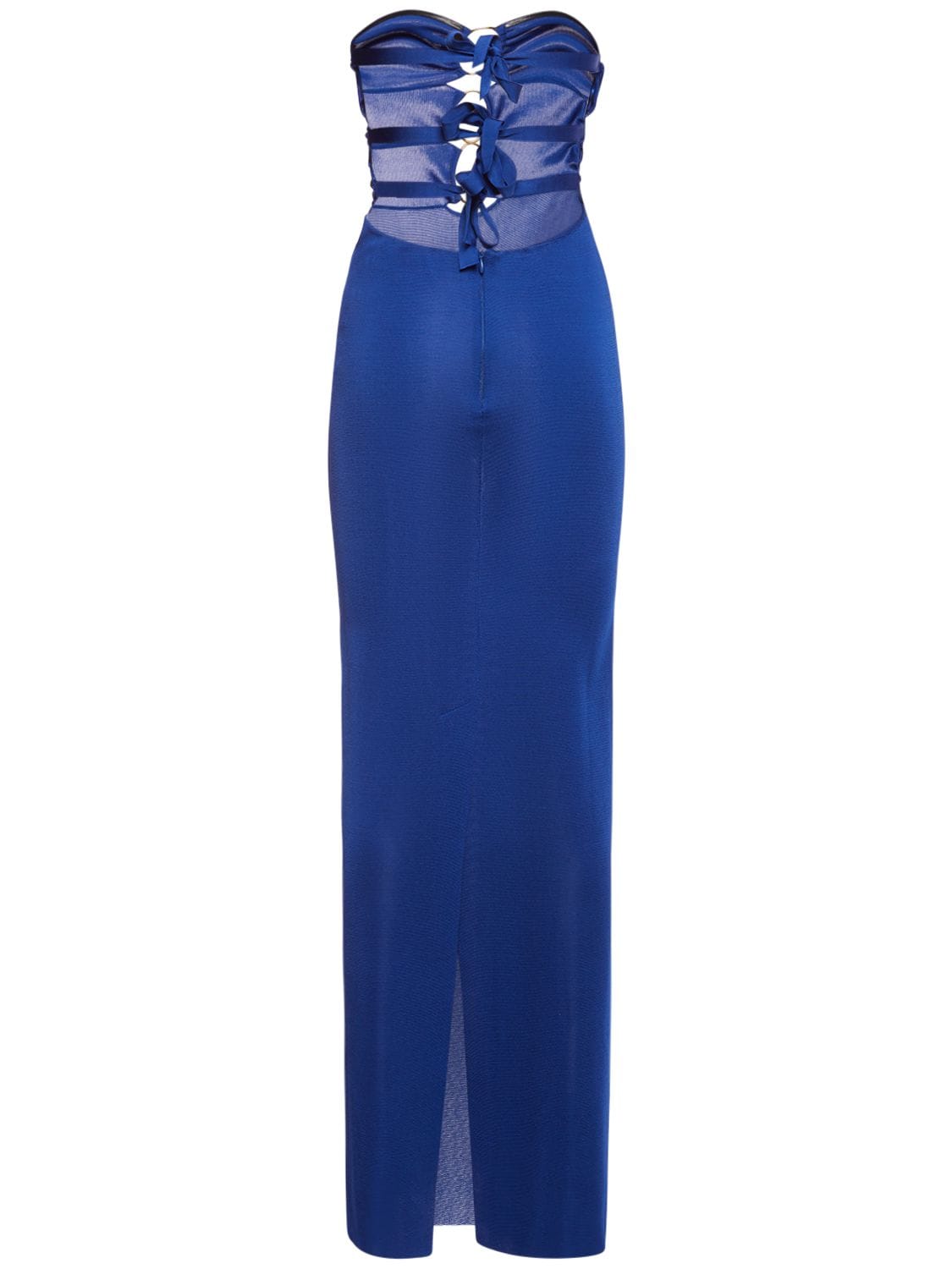 Shop Tom Ford Keyhole Strapless Jersey Long Dress In Blue