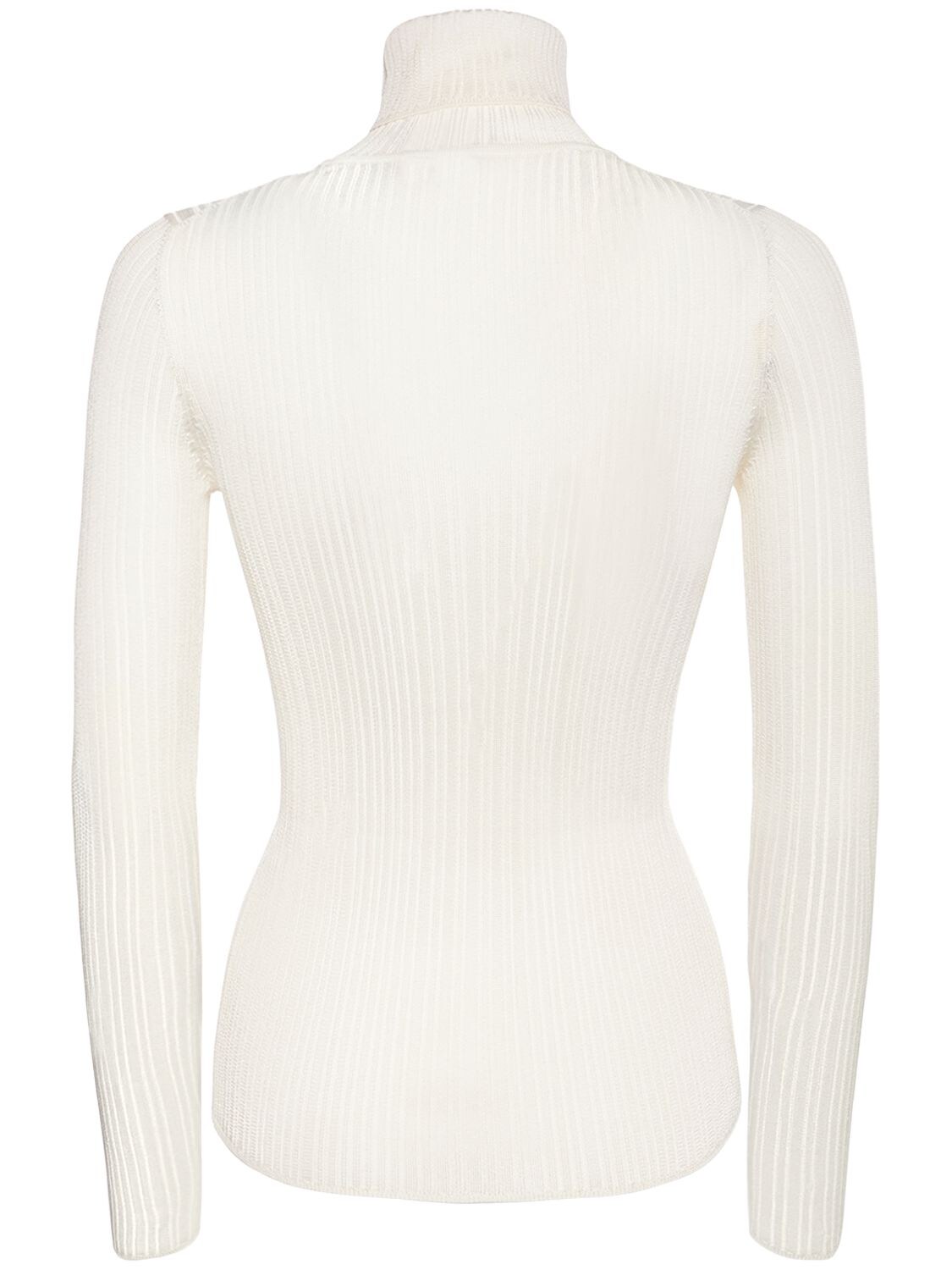 Shop Tom Ford Rib Knit Viscose Turtleneck In White