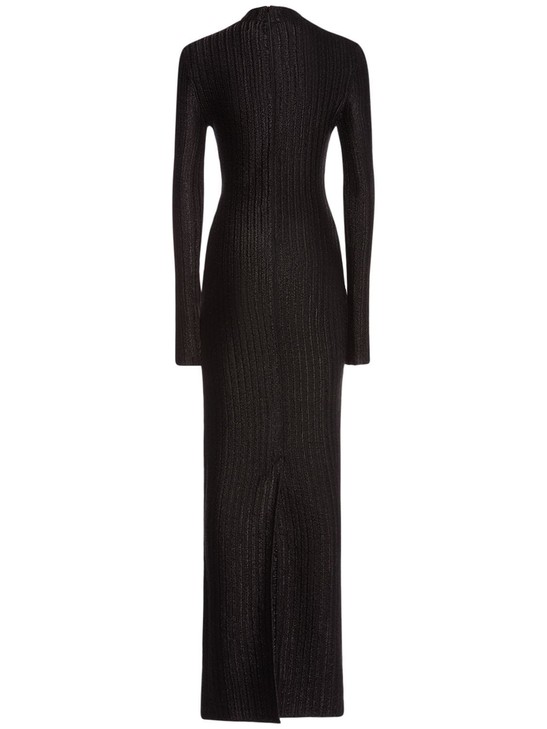 Shop Tom Ford Metallic Rib Knit Long Dress In Black