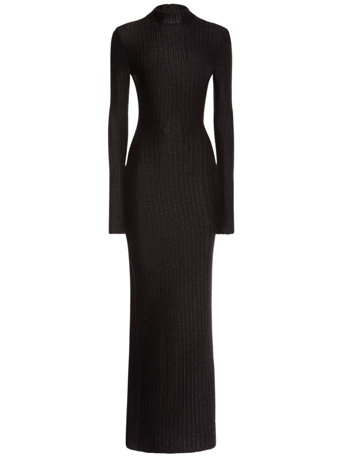 Shop Tom Ford Metallic Rib Knit Long Dress In Black