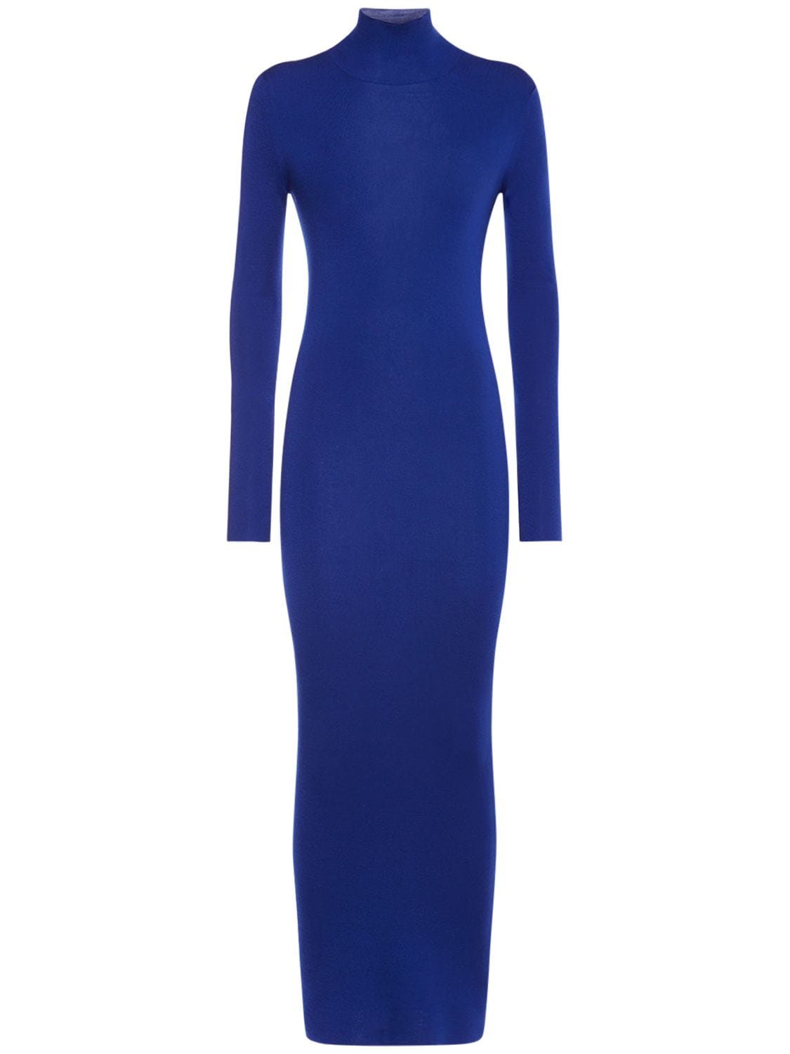 Tom Ford Compact Knit Cashmere & Silk Midi Dress In Blue