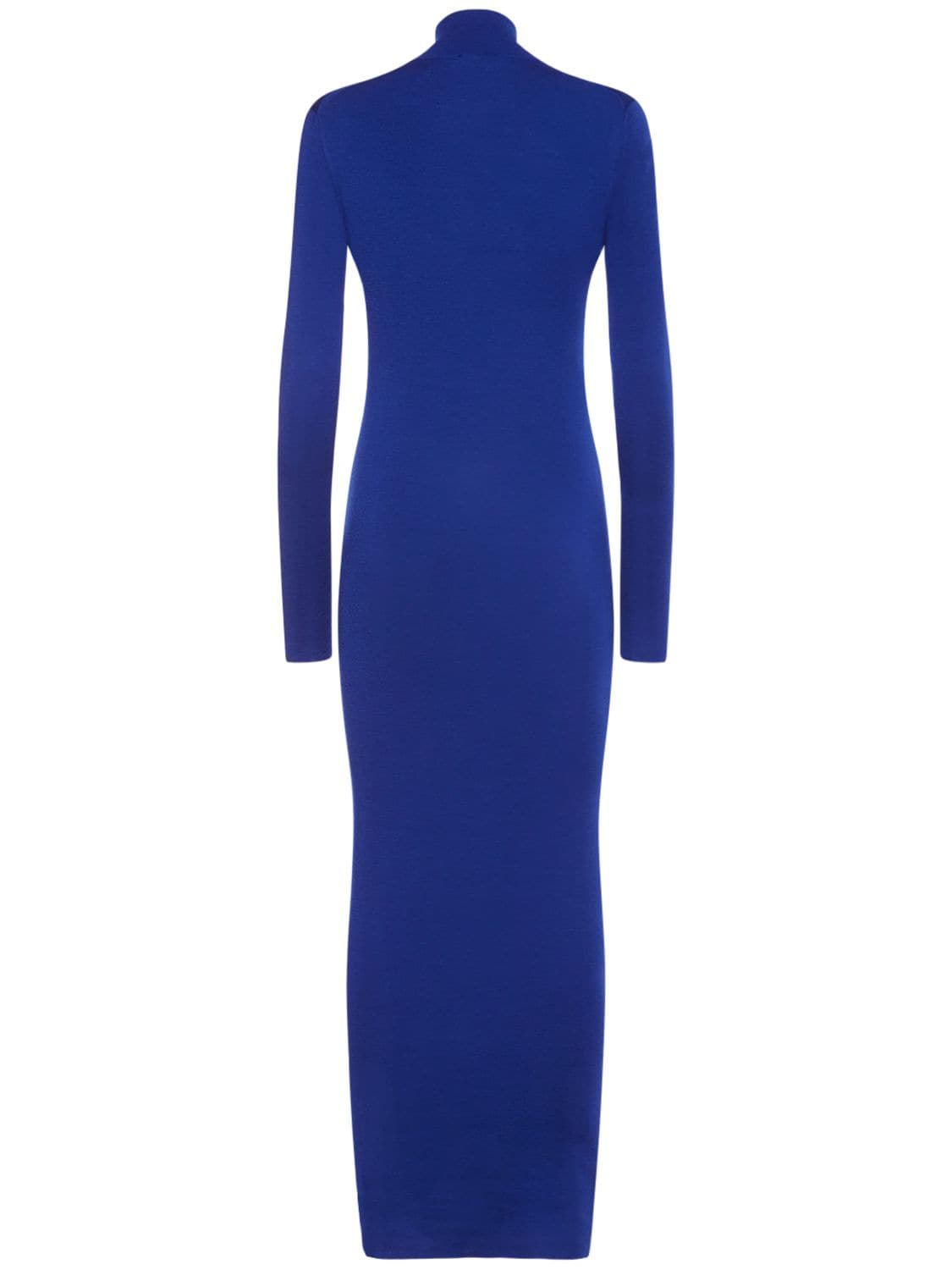 Shop Tom Ford Compact Knit Cashmere & Silk Midi Dress In Blue