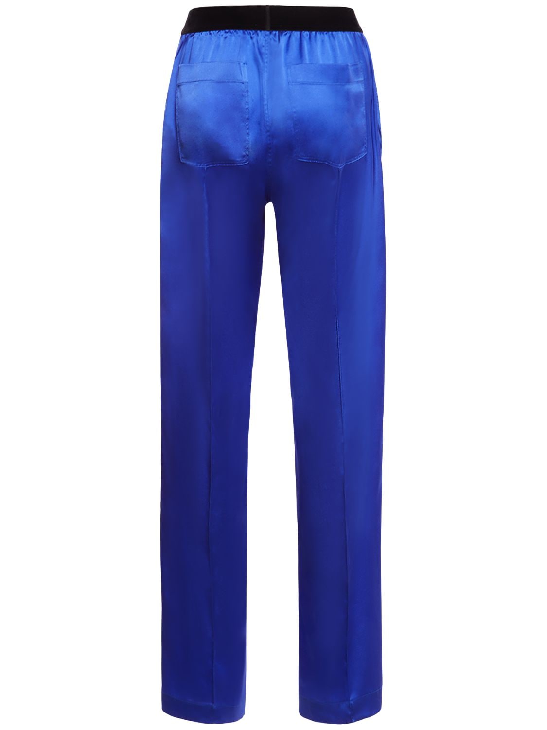 Shop Tom Ford Logo Silk Satin Pajama Pants In Blue
