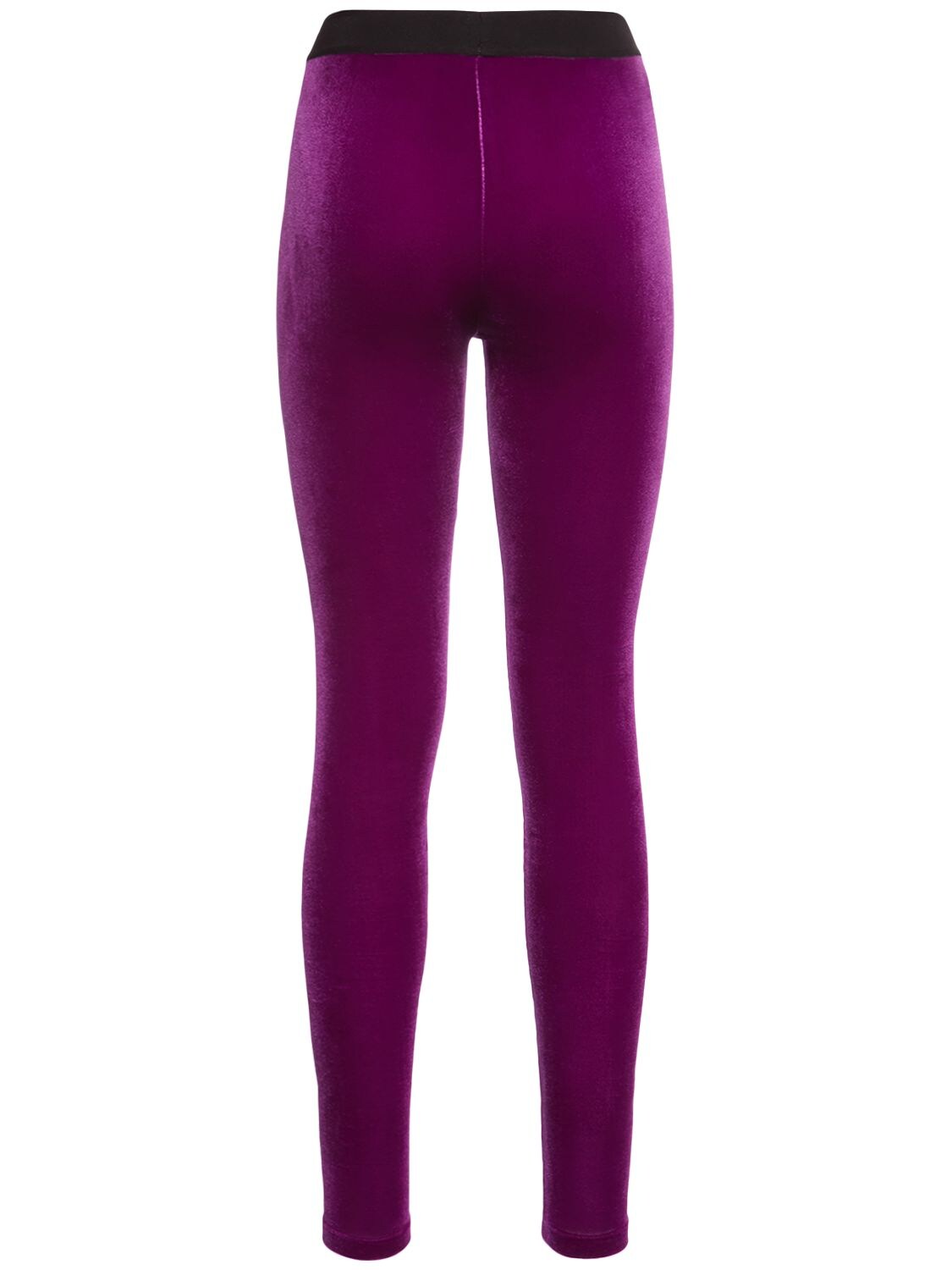 Shop Tom Ford Stretch Velvet Logo Leggings In Purple