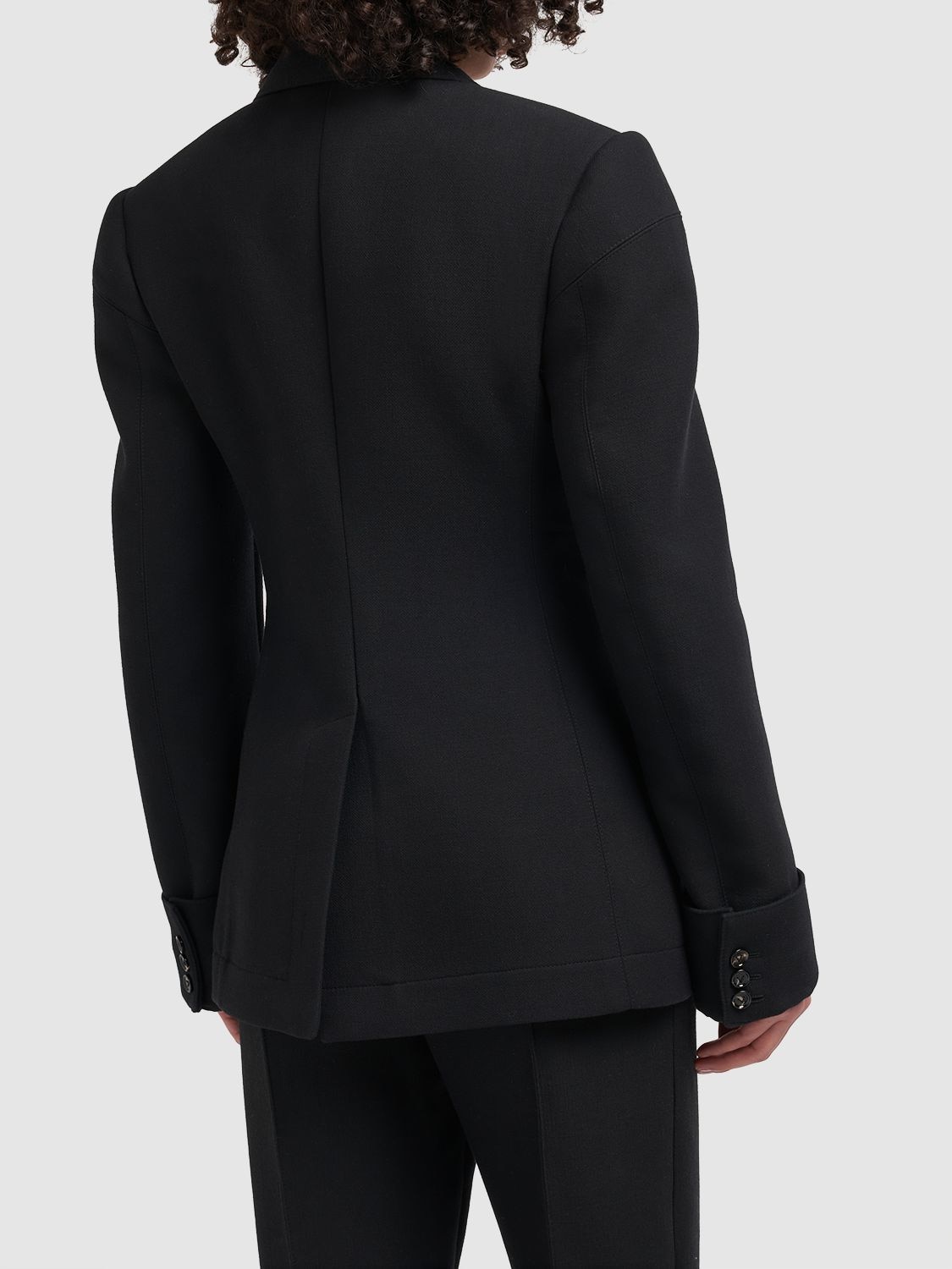 Shop Bottega Veneta Structured Cotton Blend Jacket In Black