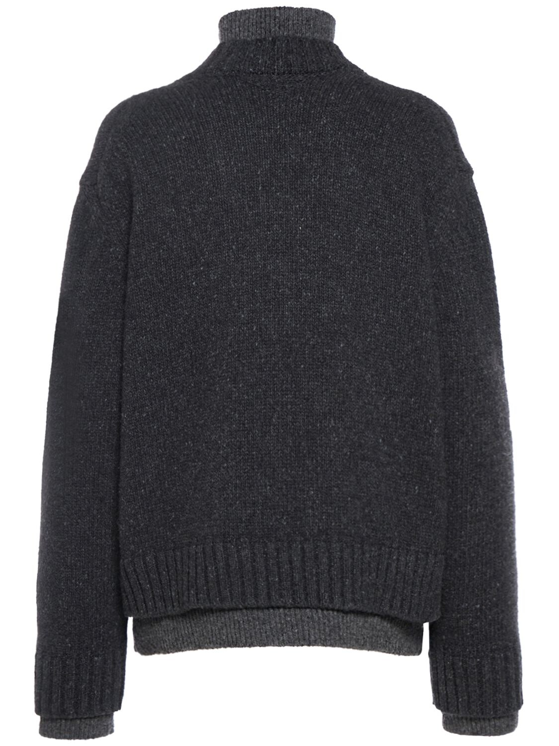 Shop Bottega Veneta Double Layer Wool Sweater In Grey