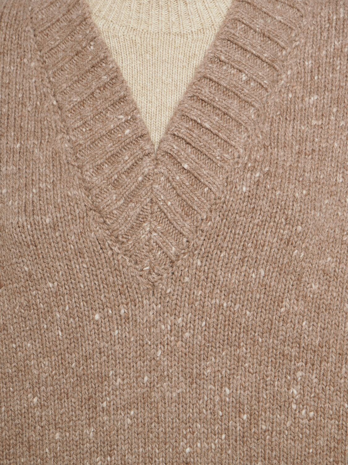 Shop Bottega Veneta Double Layer Wool Sweater In Light Biscuit