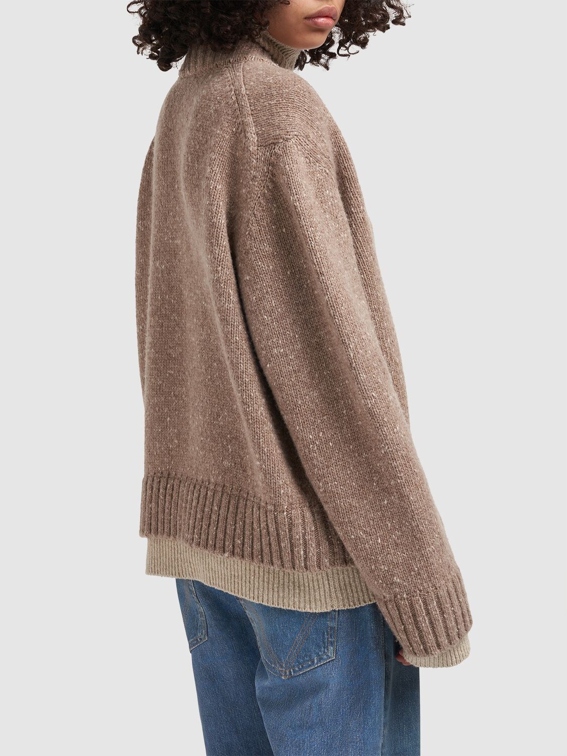 Shop Bottega Veneta Double Layer Wool Sweater In Light Biscuit